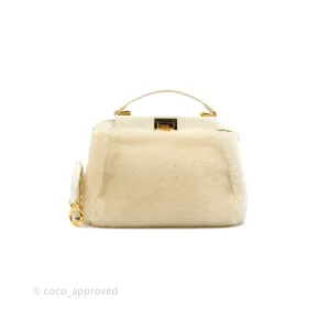 Fendi Mini Peekaboo Shearling Bag White Gold Harware