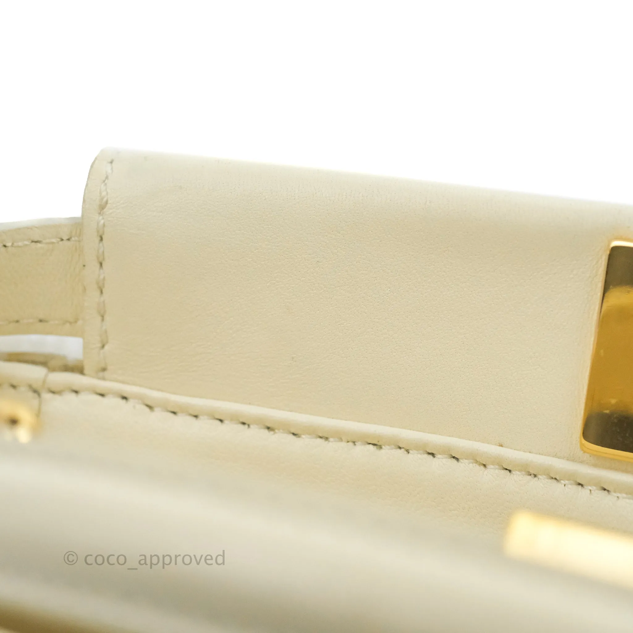 Fendi Mini Peekaboo Shearling Bag White Gold Harware