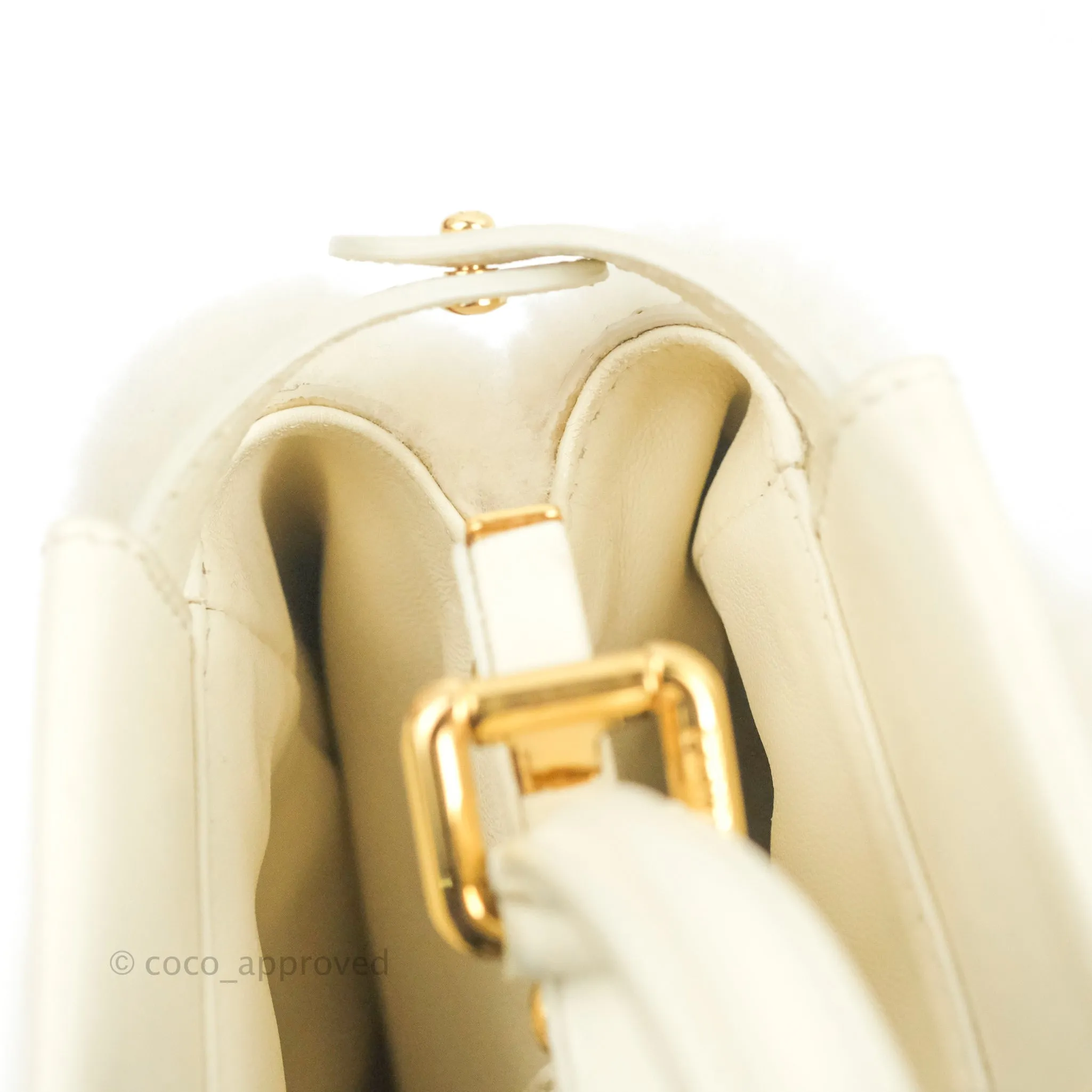 Fendi Mini Peekaboo Shearling Bag White Gold Harware