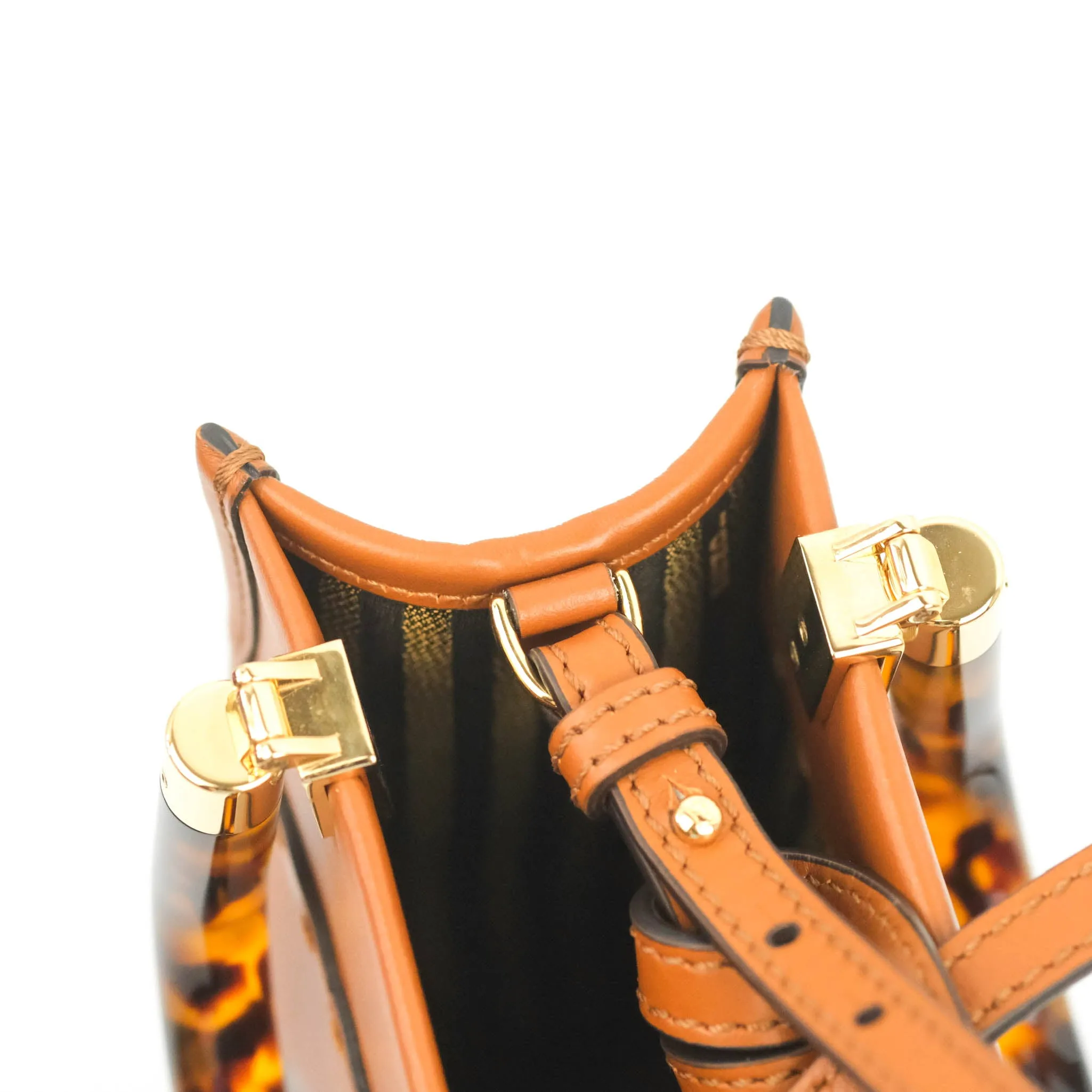 Fendi Mini Sunshine Shopper Bag Brown Tortoiseshell-effect Handle