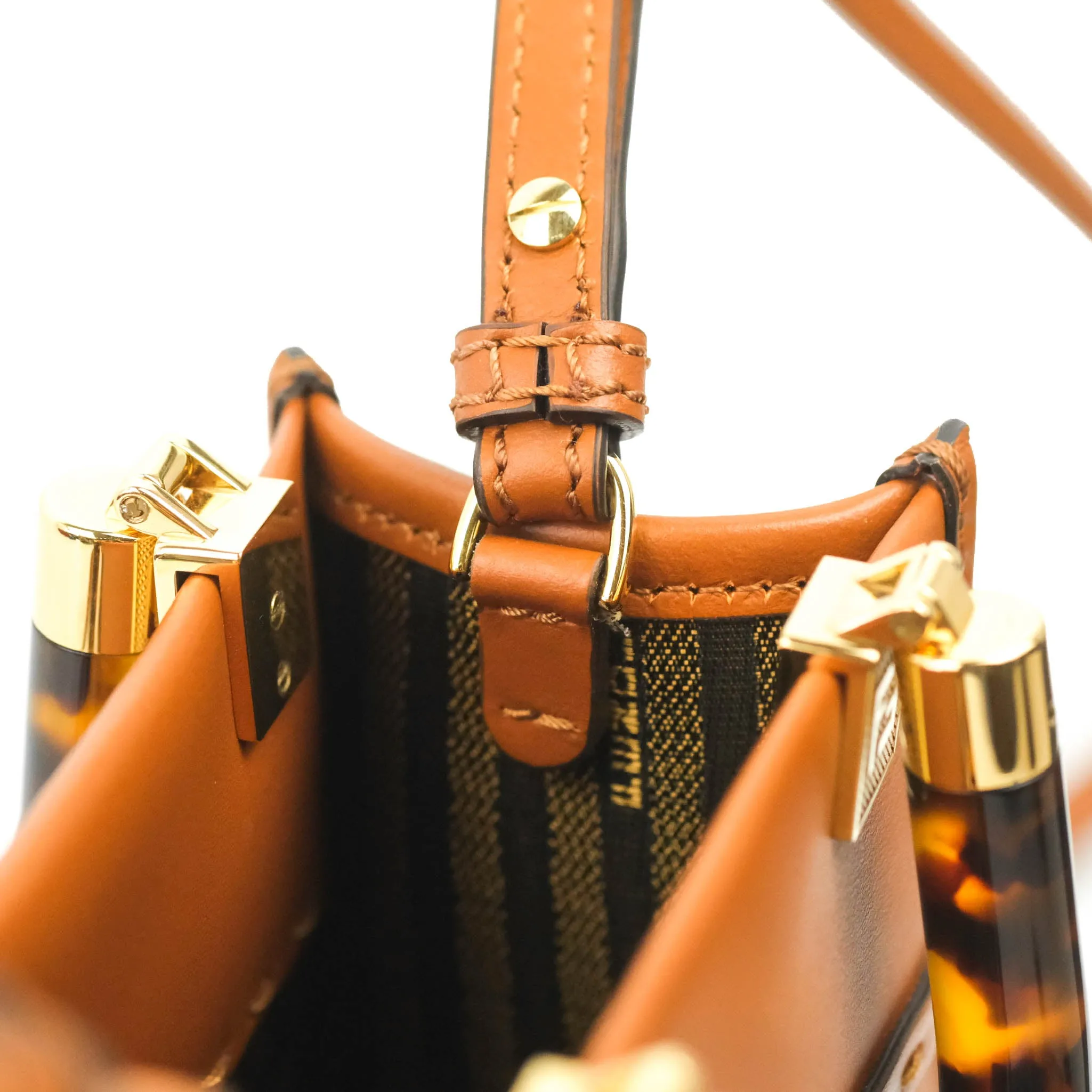 Fendi Mini Sunshine Shopper Bag Brown Tortoiseshell-effect Handle