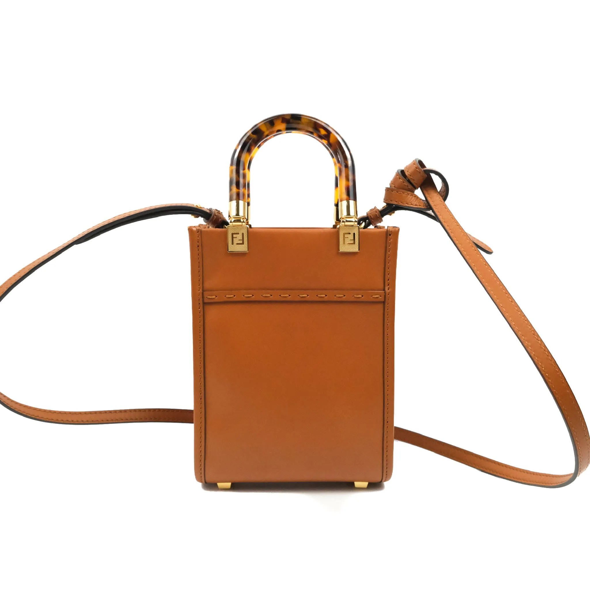 Fendi Mini Sunshine Shopper Bag Brown Tortoiseshell-effect Handle