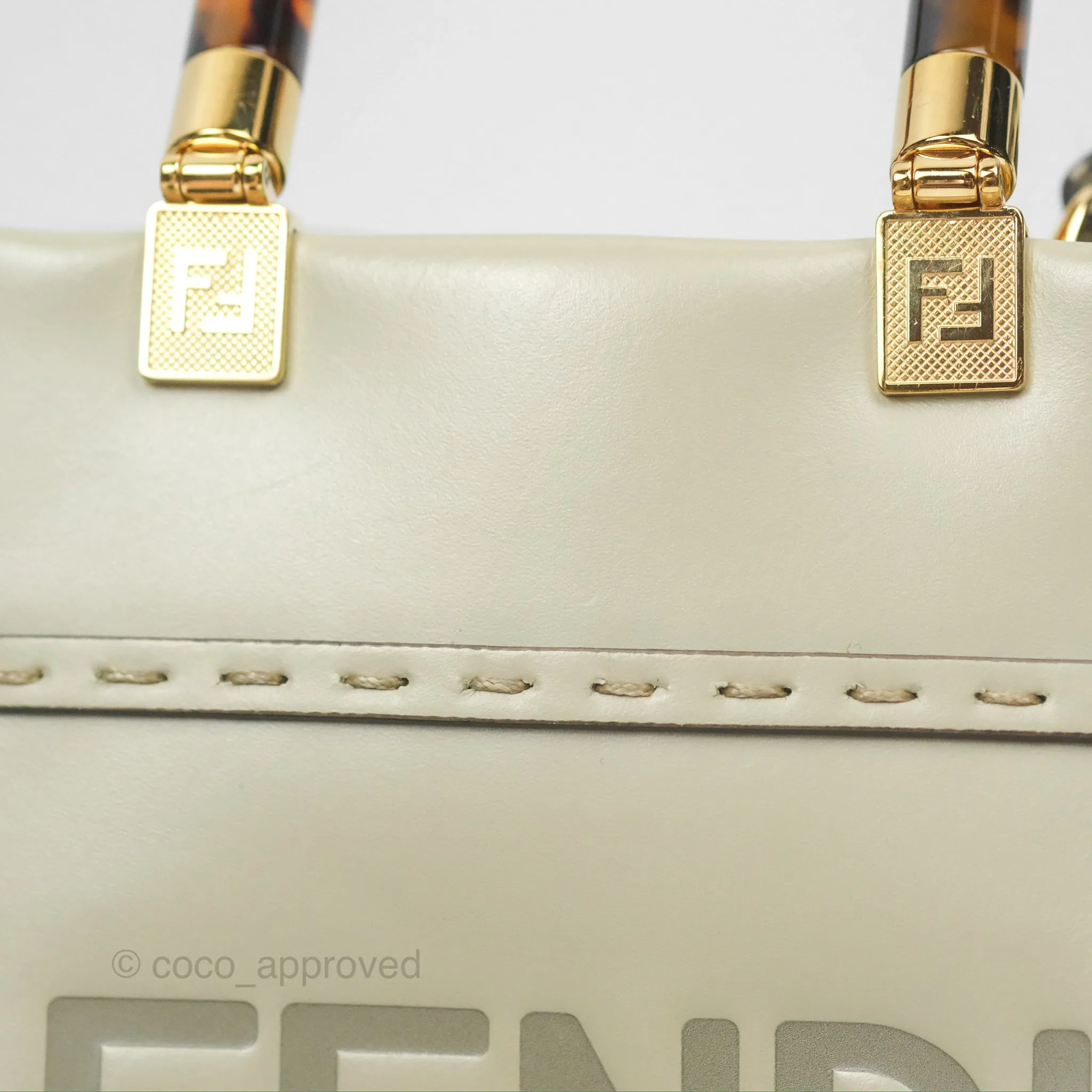 Fendi Mini Sunshine Shopper Bag Green Tea Tortoiseshell-effect Handle