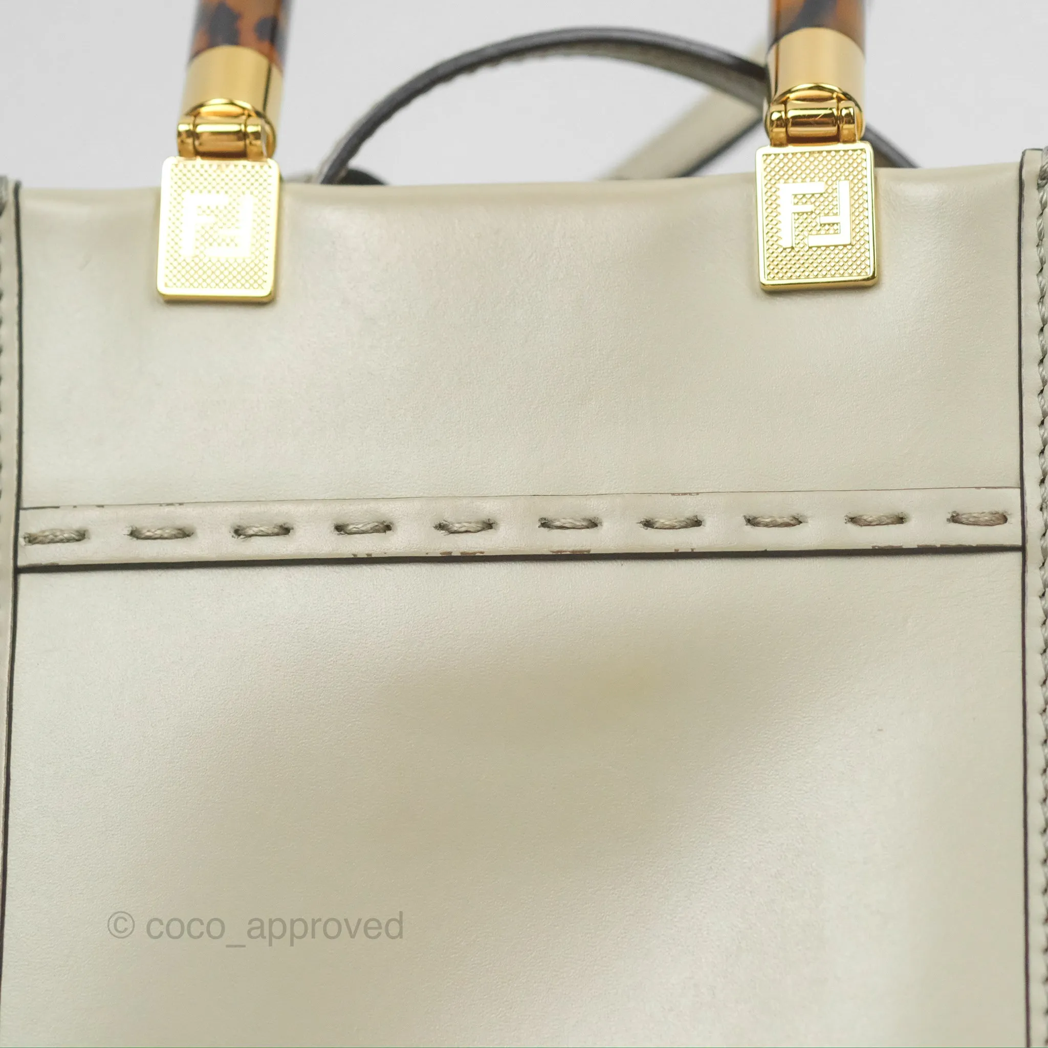 Fendi Mini Sunshine Shopper Bag Green Tea Tortoiseshell-effect Handle