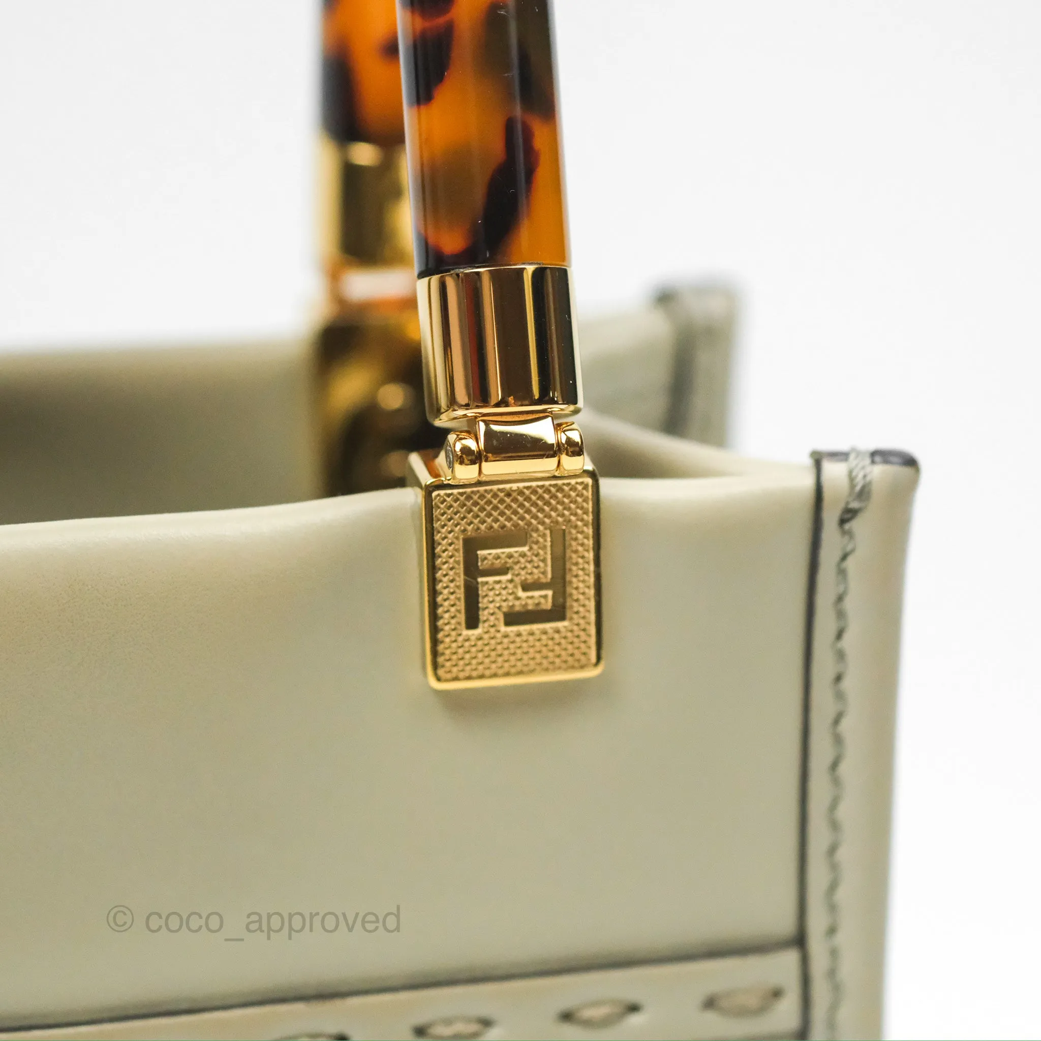 Fendi Mini Sunshine Shopper Bag Green Tea Tortoiseshell-effect Handle