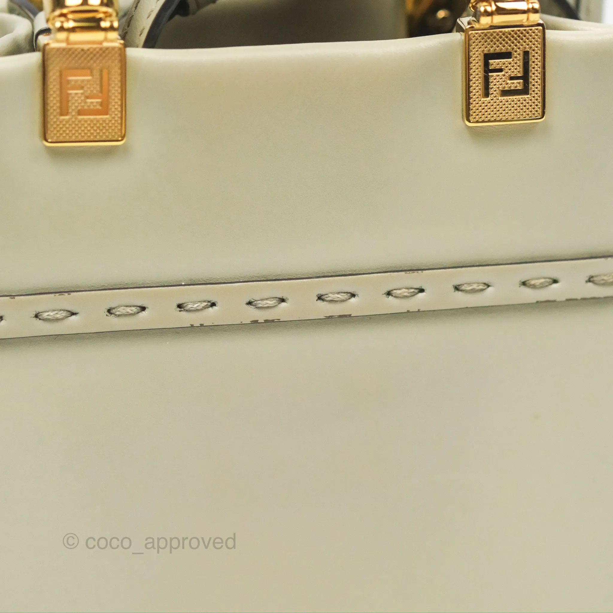 Fendi Mini Sunshine Shopper Bag Green Tea Tortoiseshell-effect Handle