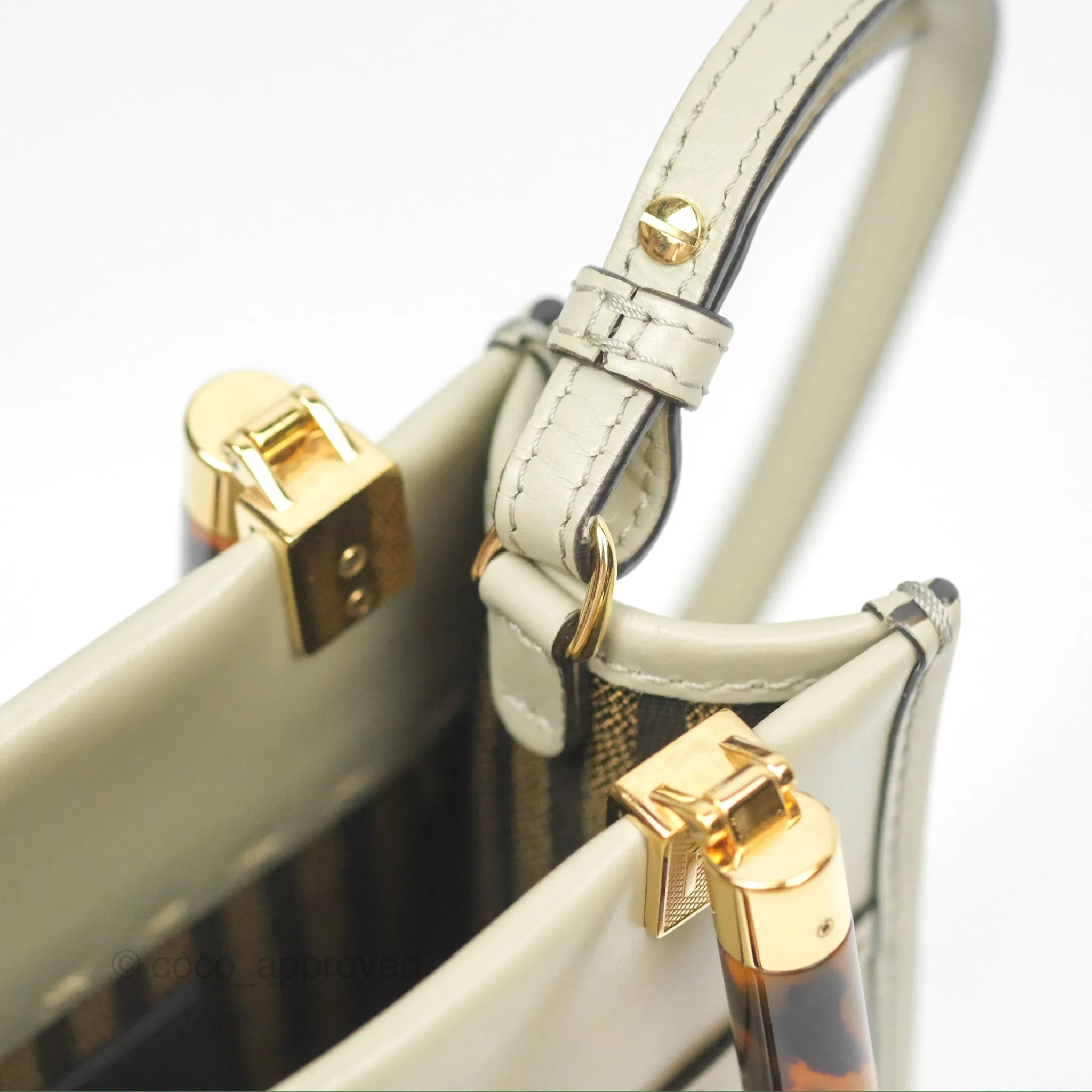 Fendi Mini Sunshine Shopper Bag Green Tea Tortoiseshell-effect Handle