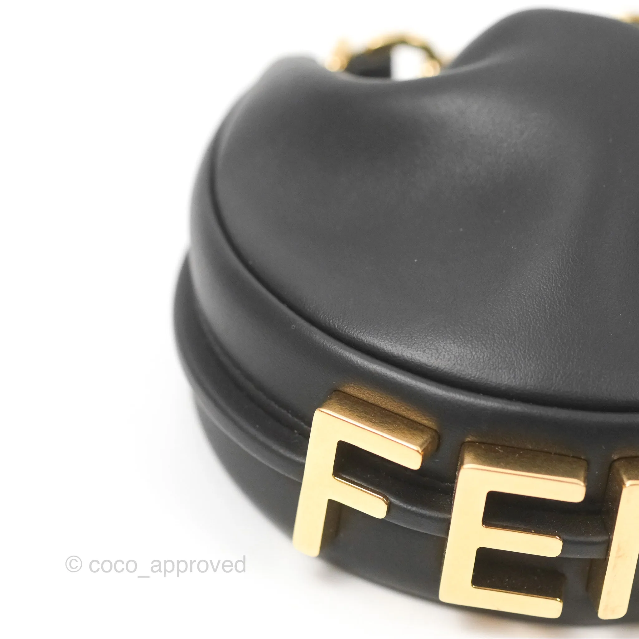 Fendi Nano Fendigraphy Hobo Bag Black Gold Hardware