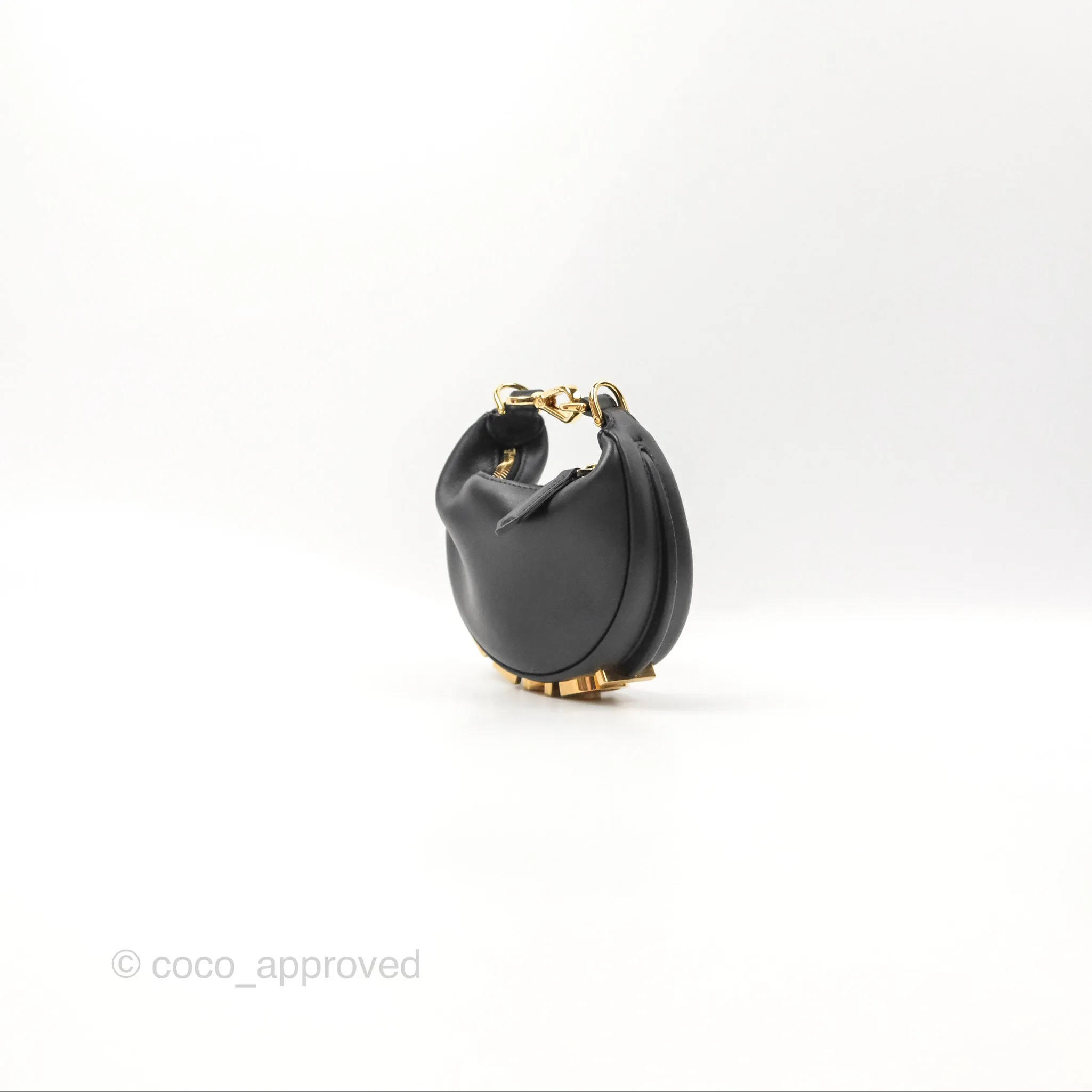 Fendi Nano Fendigraphy Hobo Bag Black Gold Hardware