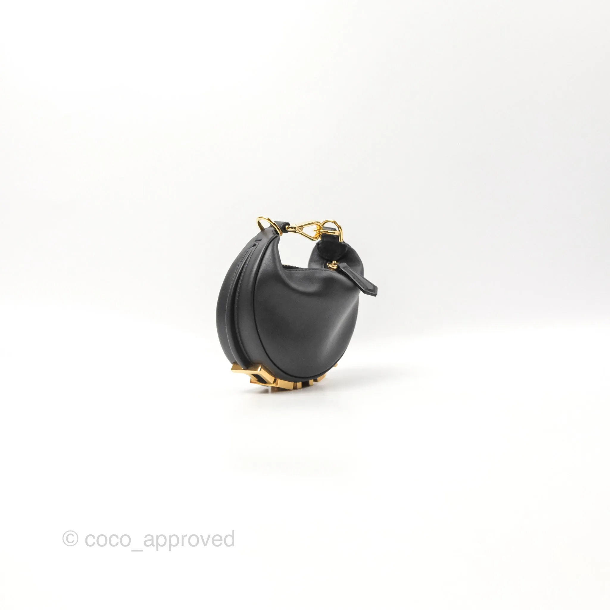 Fendi Nano Fendigraphy Hobo Bag Black Gold Hardware