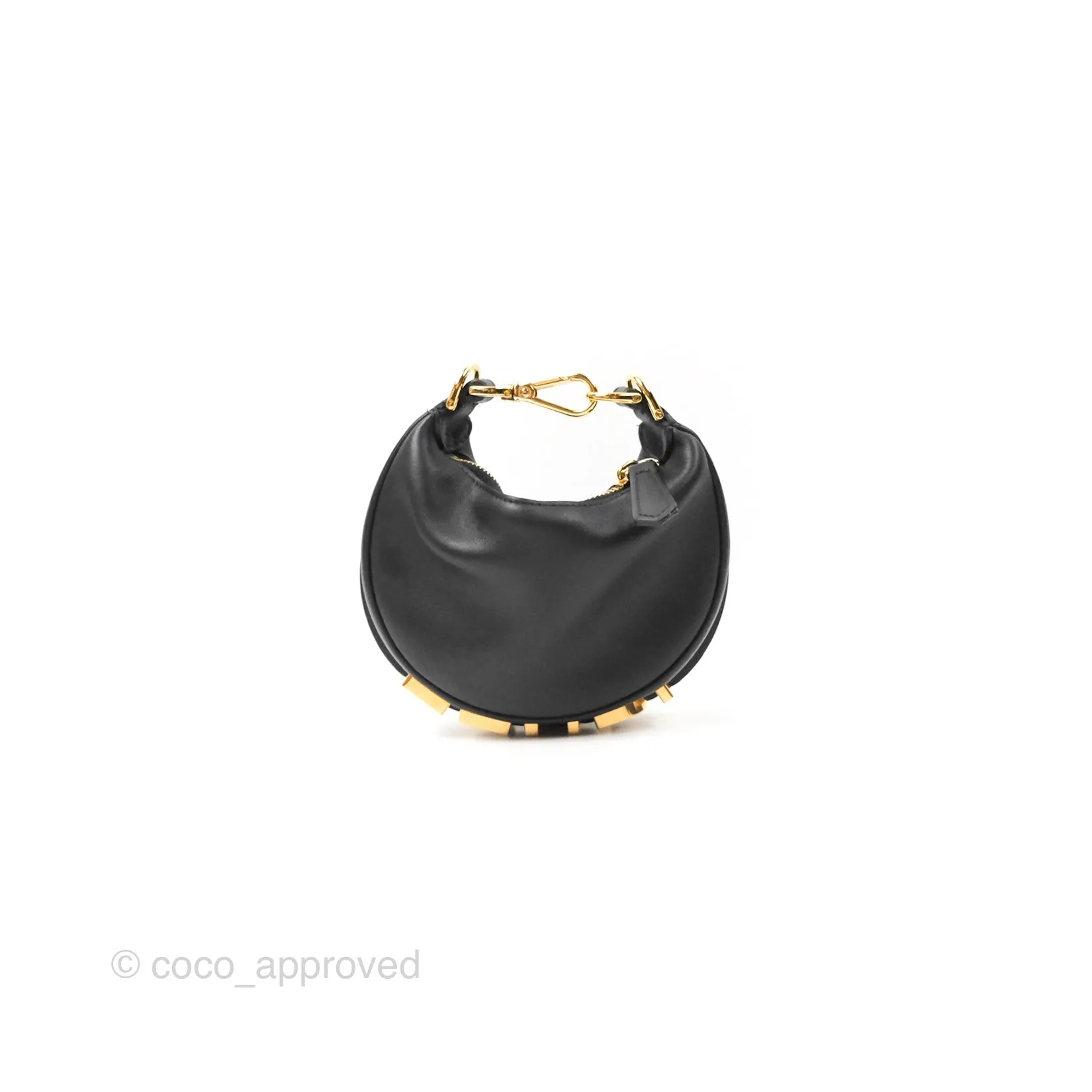 Fendi Nano Fendigraphy Hobo Bag Black Gold Hardware