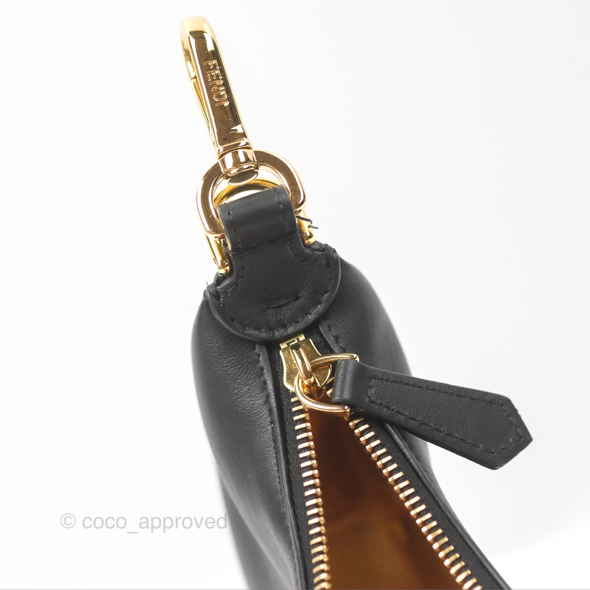 Fendi Nano Fendigraphy Hobo Bag Black Gold Hardware
