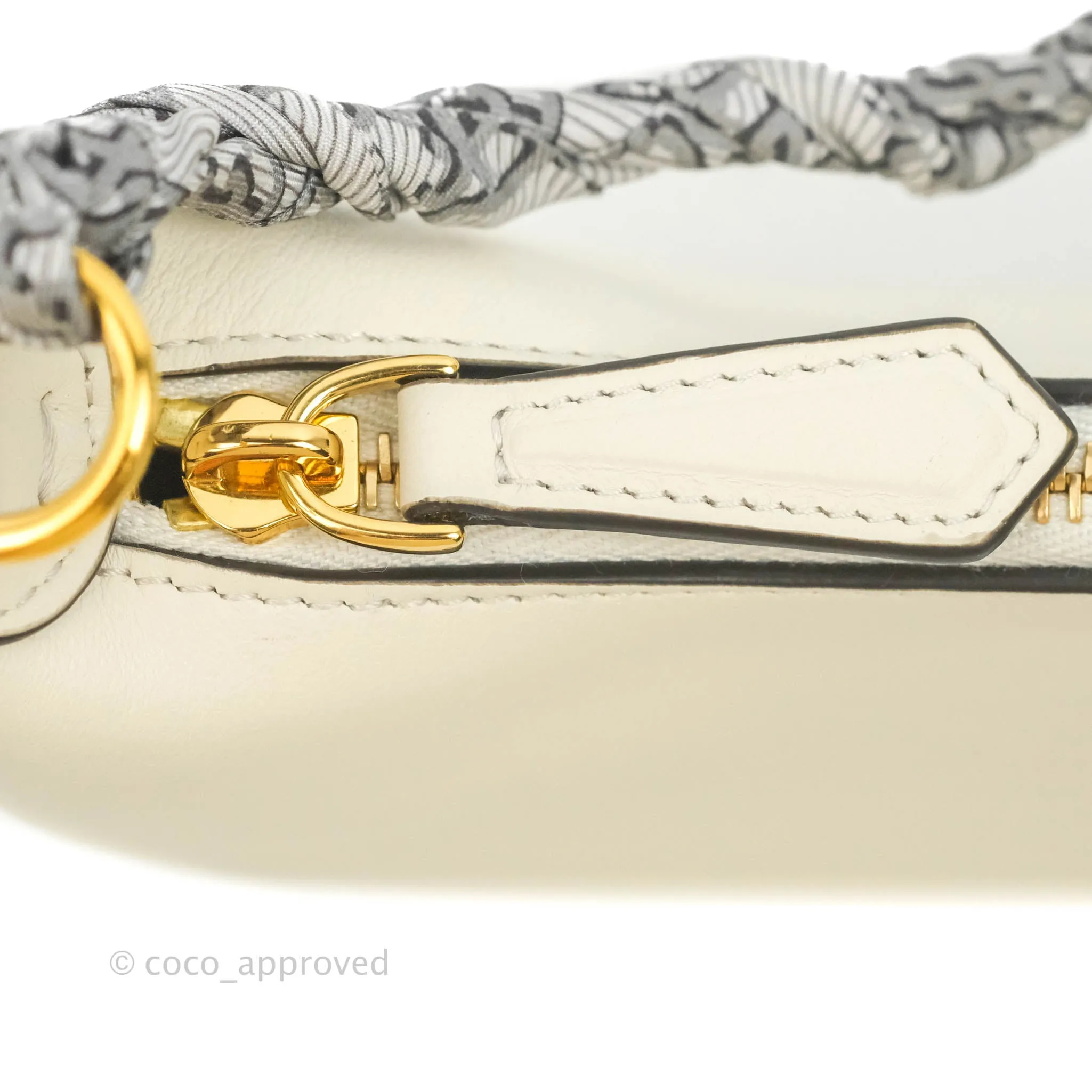 Fendi Nano Fendigraphy Hobo Bag White Gold Hardware With Twilly