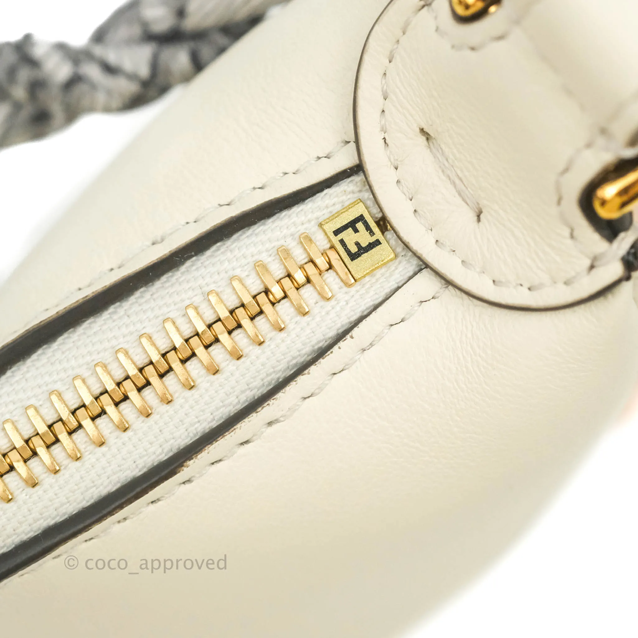 Fendi Nano Fendigraphy Hobo Bag White Gold Hardware With Twilly