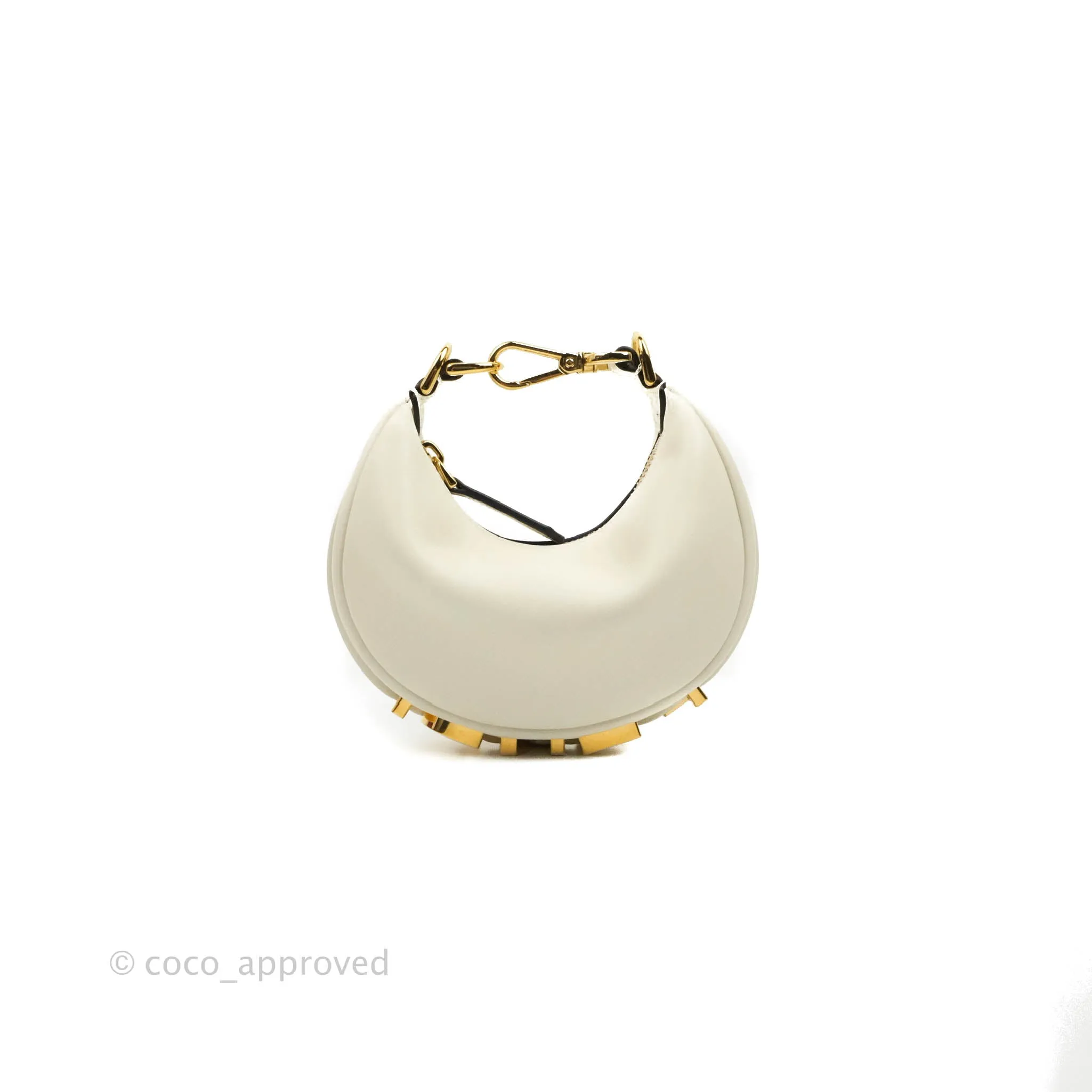 Fendi Nano Fendigraphy Hobo Bag White Gold Hardware With Twilly