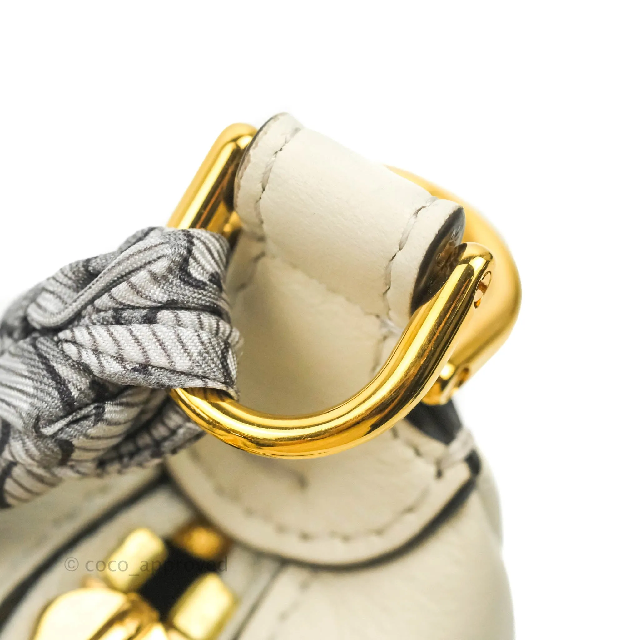 Fendi Nano Fendigraphy Hobo Bag White Gold Hardware With Twilly