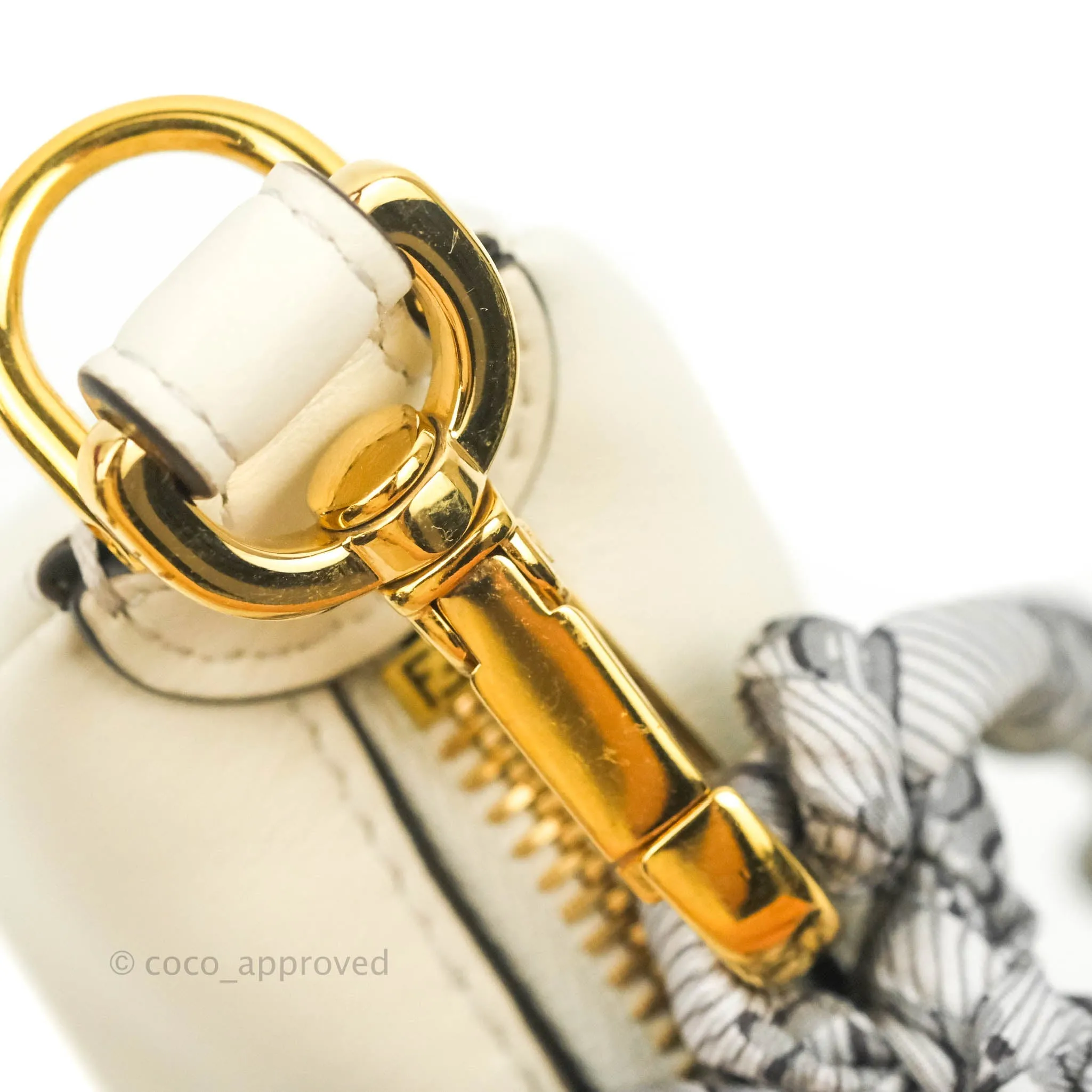 Fendi Nano Fendigraphy Hobo Bag White Gold Hardware With Twilly