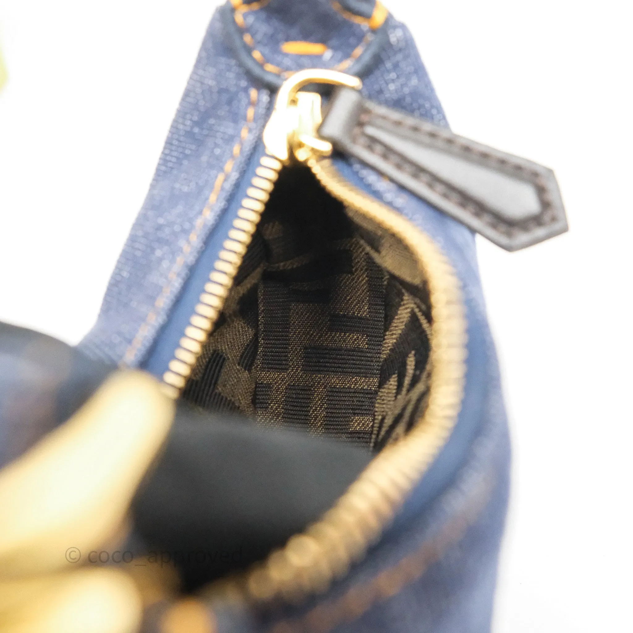 Fendi Nano Fendigraphy Hobo Charm Blue Denim