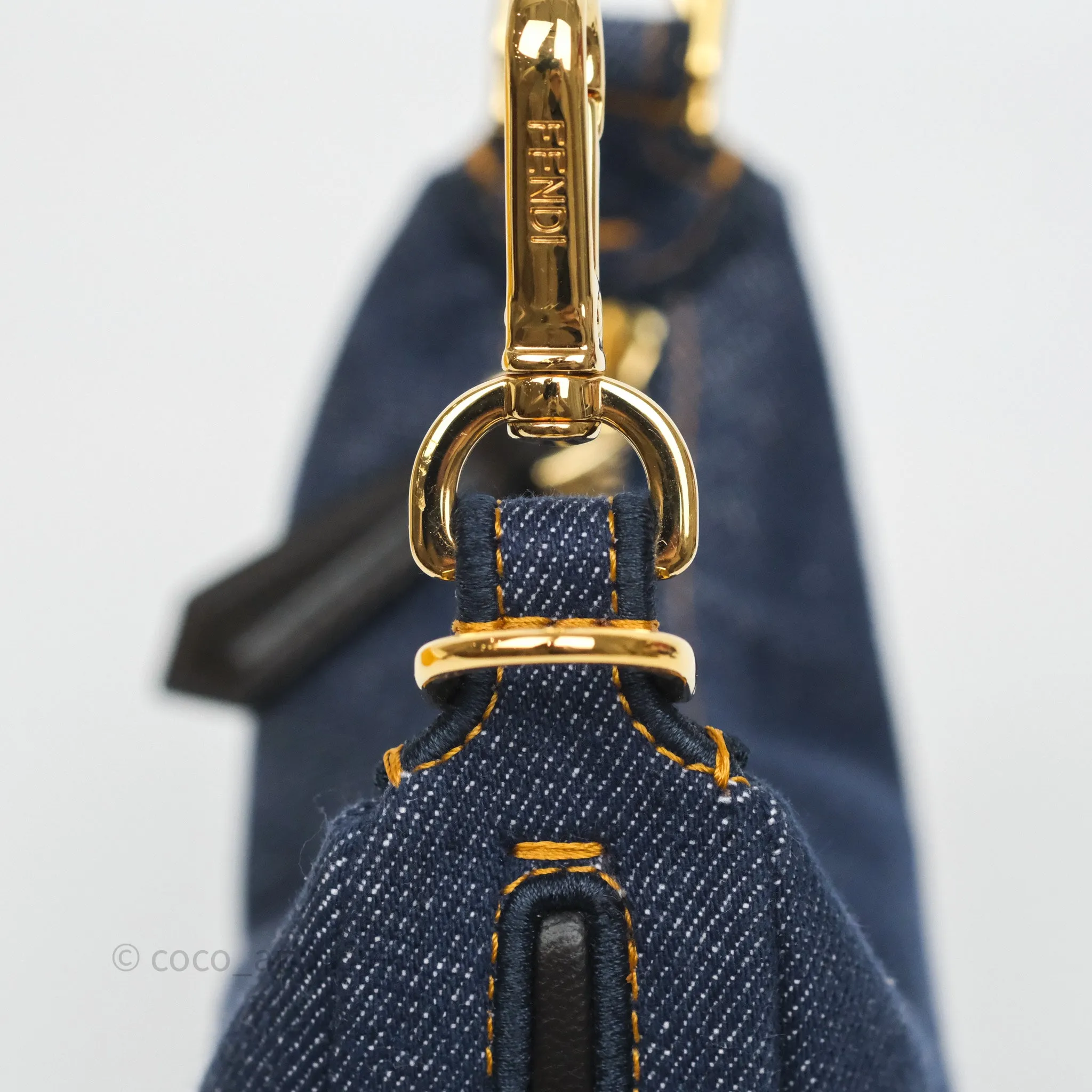 Fendi Nano Fendigraphy Hobo Charm Blue Denim