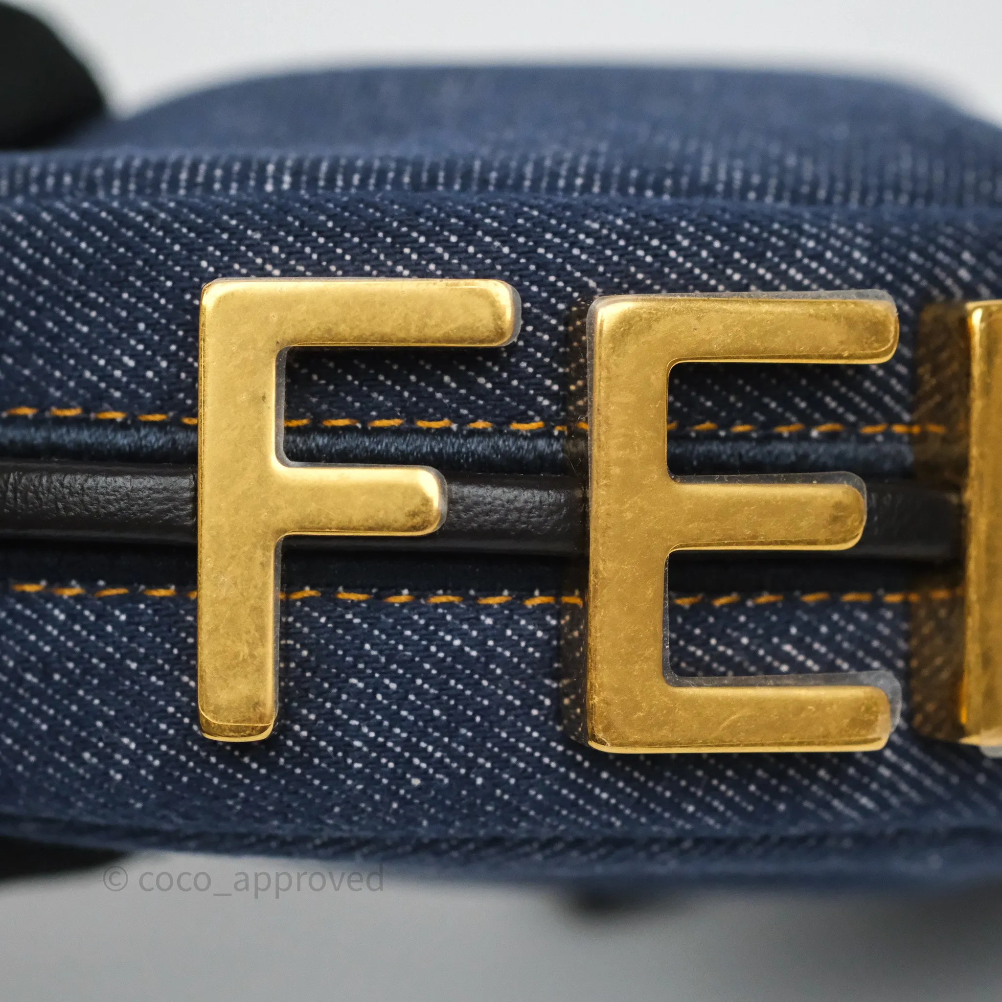 Fendi Nano Fendigraphy Hobo Charm Blue Denim