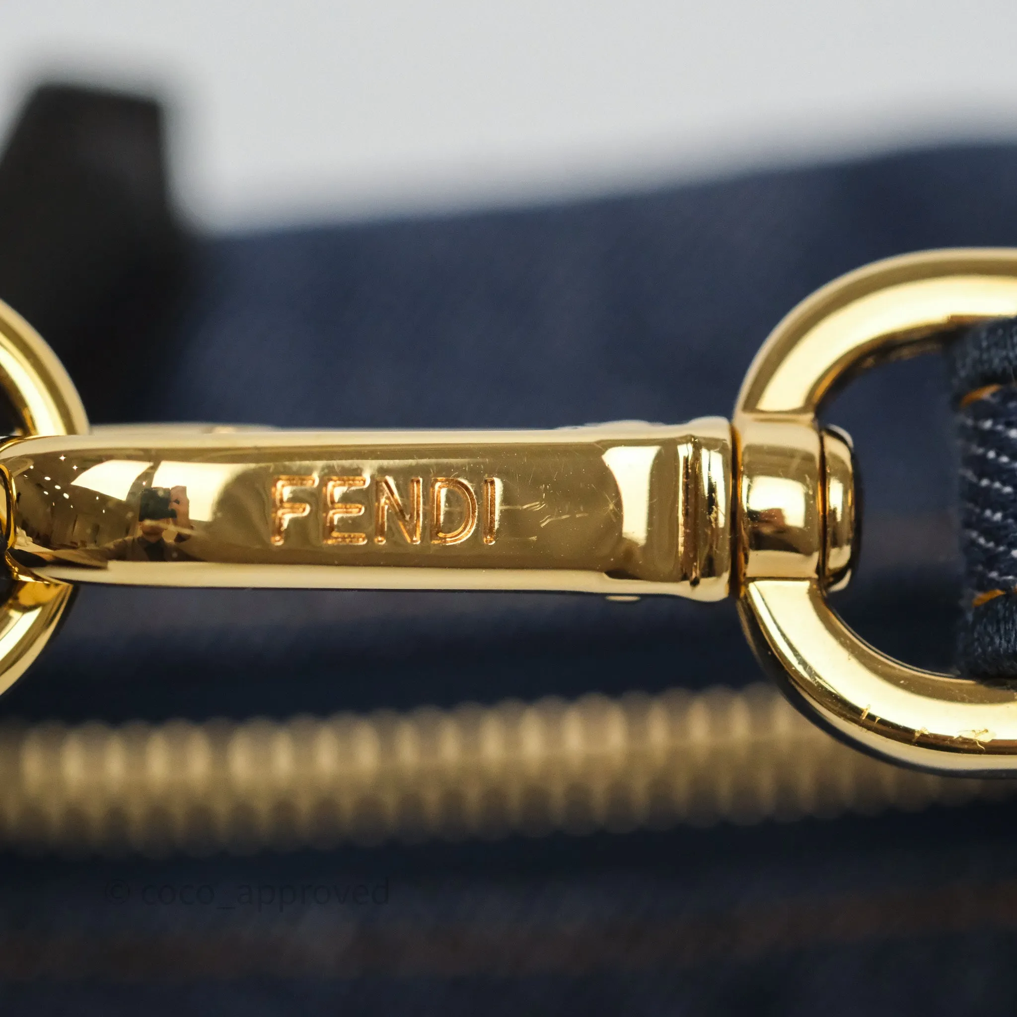 Fendi Nano Fendigraphy Hobo Charm Blue Denim
