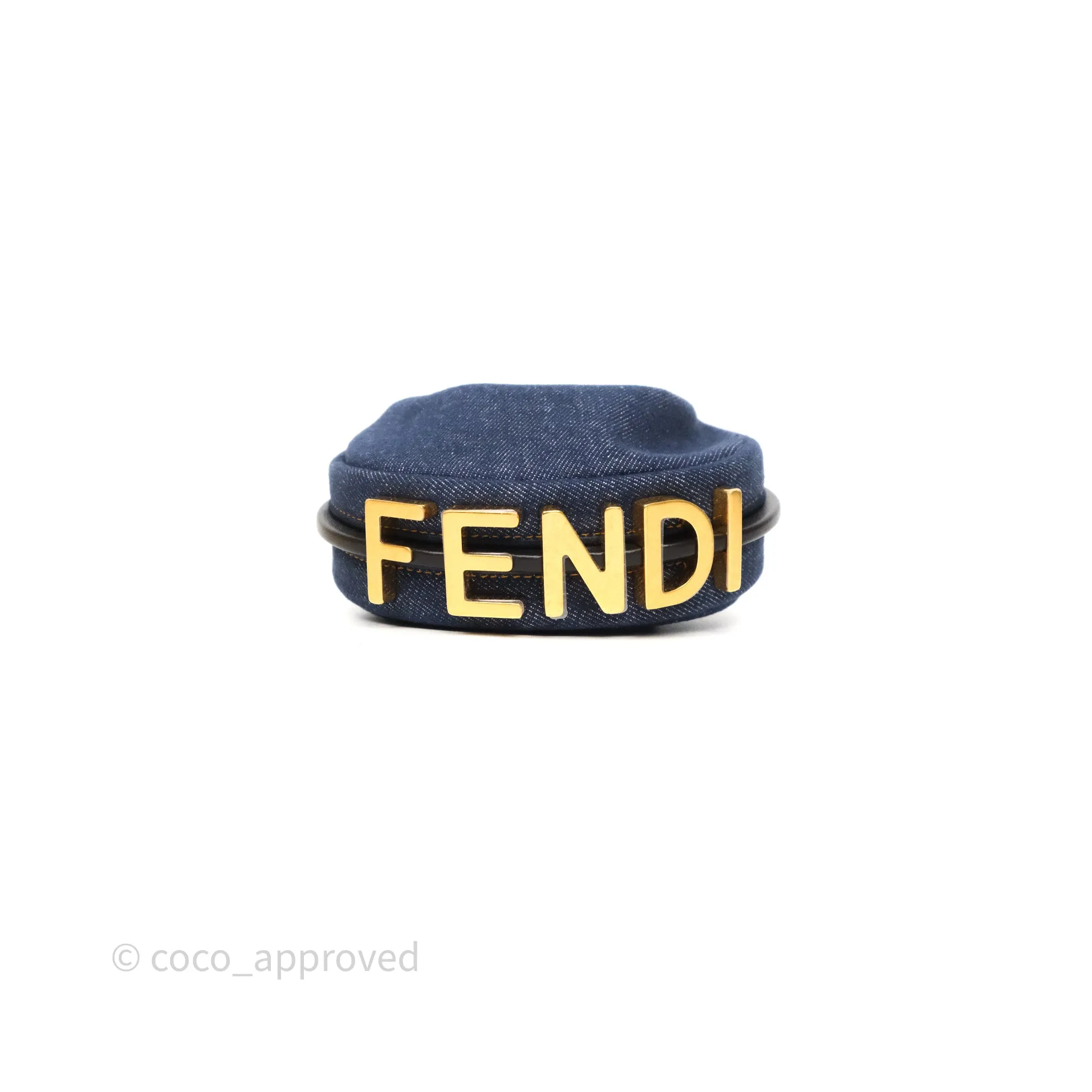 Fendi Nano Fendigraphy Hobo Charm Blue Denim