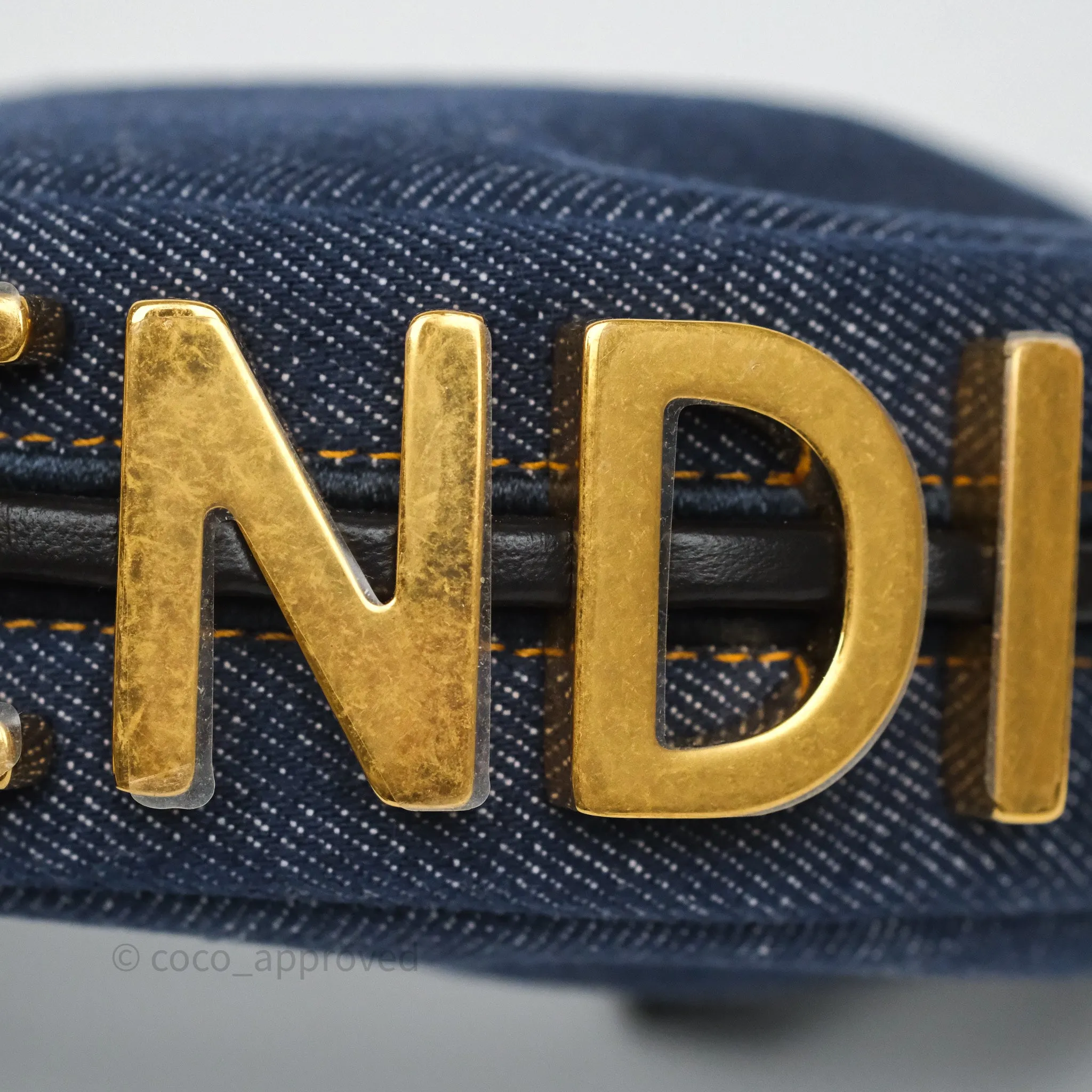 Fendi Nano Fendigraphy Hobo Charm Blue Denim