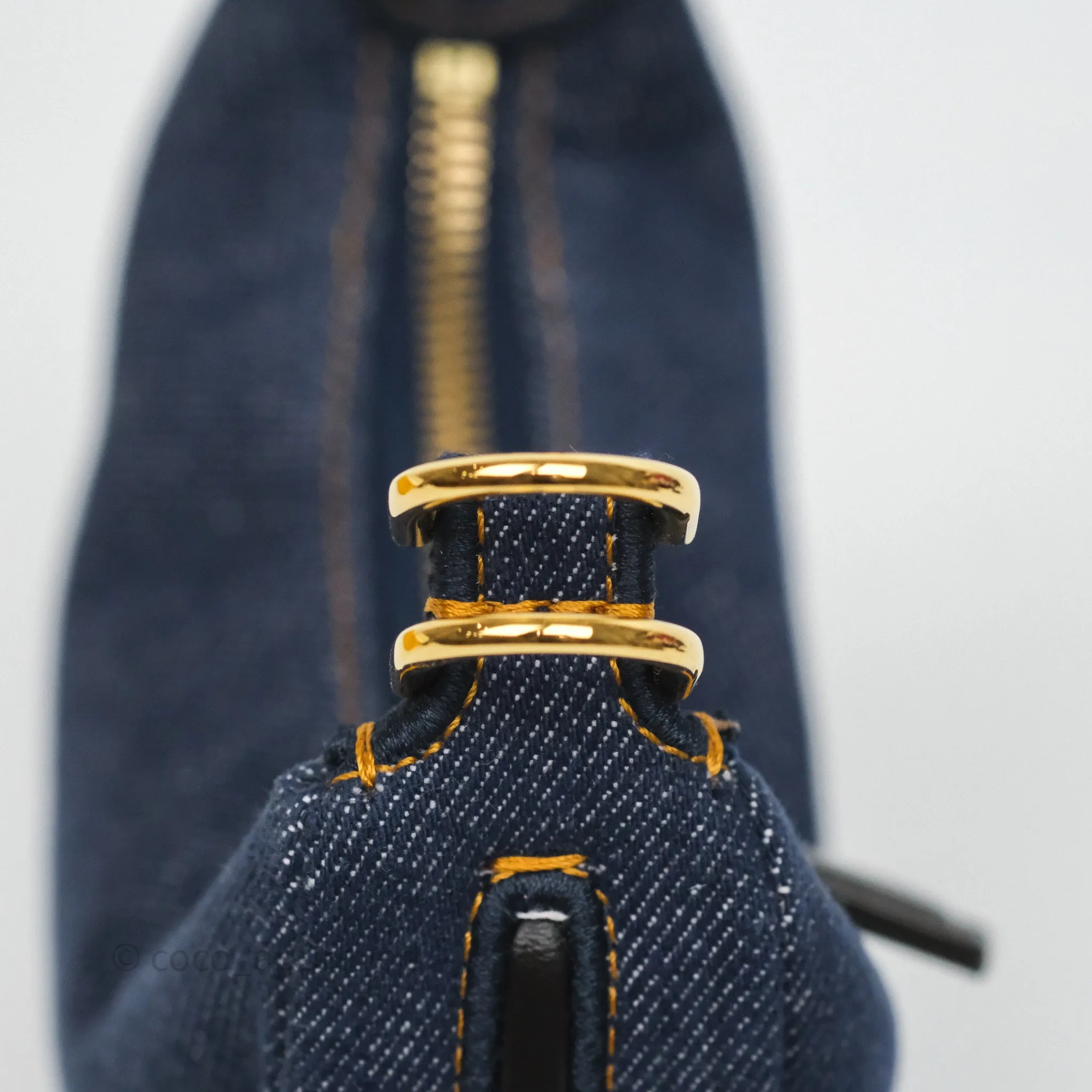 Fendi Nano Fendigraphy Hobo Charm Blue Denim