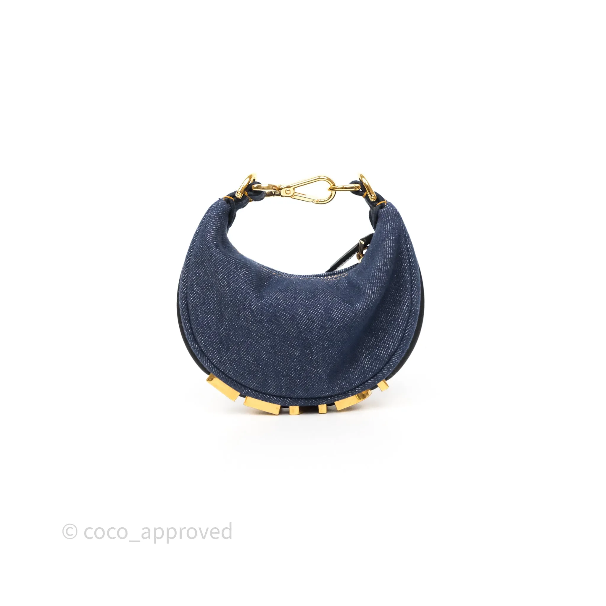 Fendi Nano Fendigraphy Hobo Charm Blue Denim