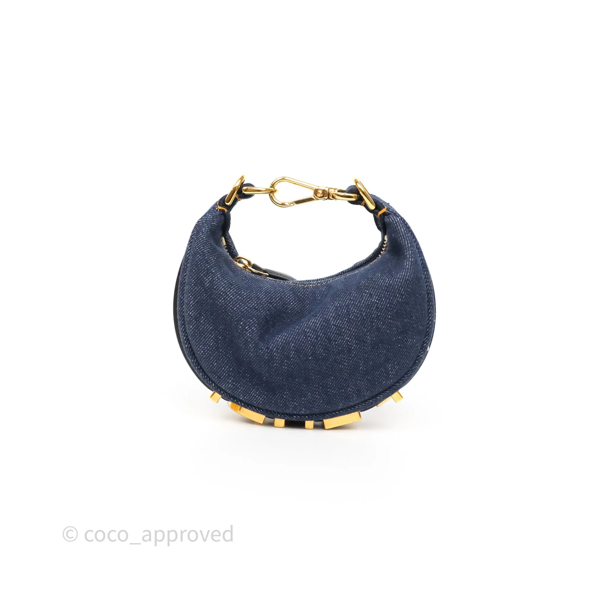 Fendi Nano Fendigraphy Hobo Charm Blue Denim
