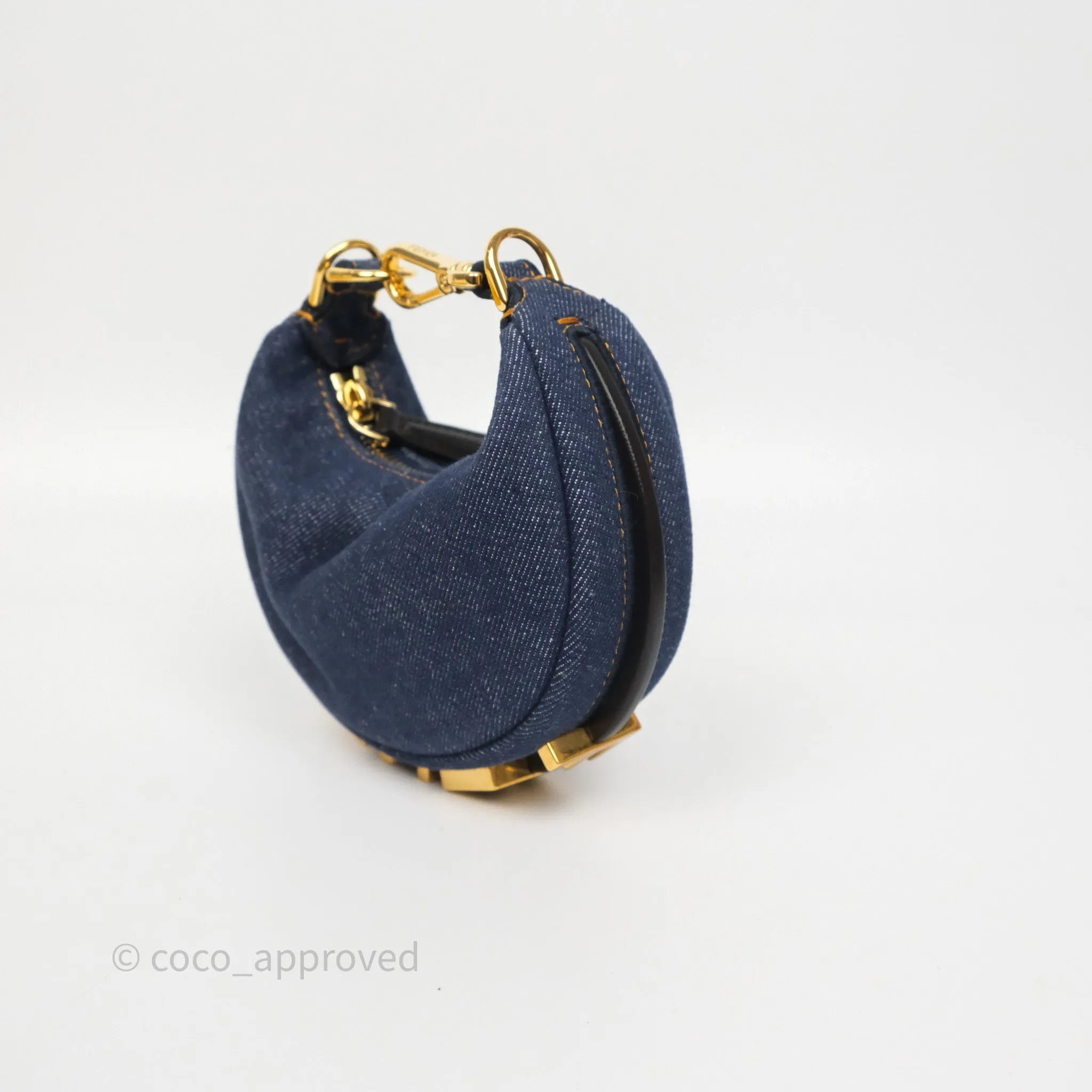 Fendi Nano Fendigraphy Hobo Charm Blue Denim