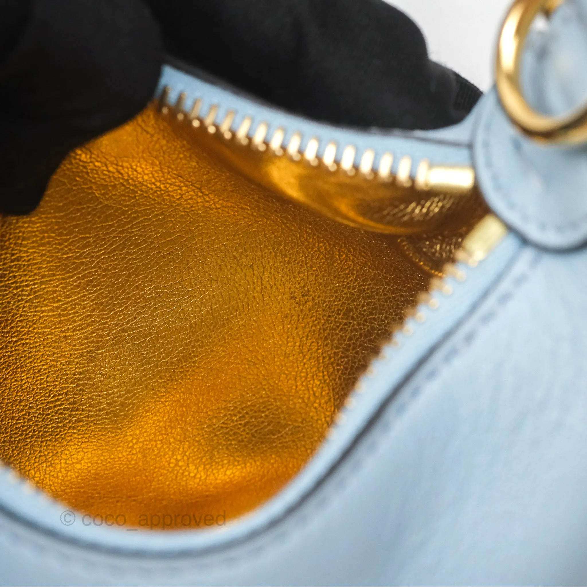 Fendi Nano Fendigraphy Hobo in Sky Blue Gold Hardware