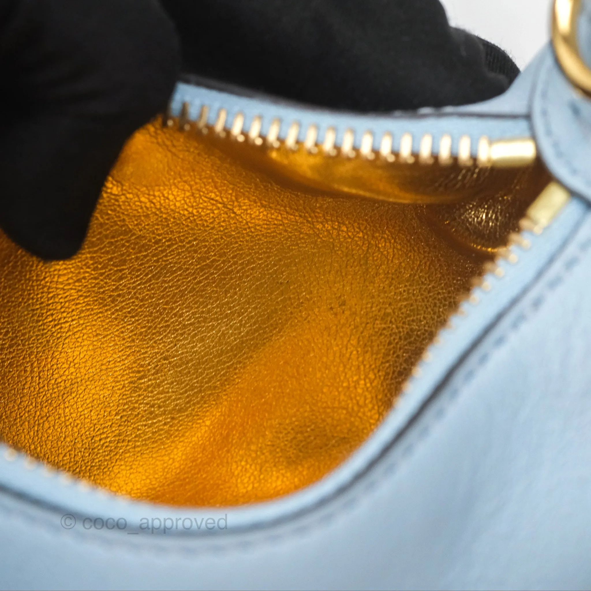 Fendi Nano Fendigraphy Hobo in Sky Blue Gold Hardware