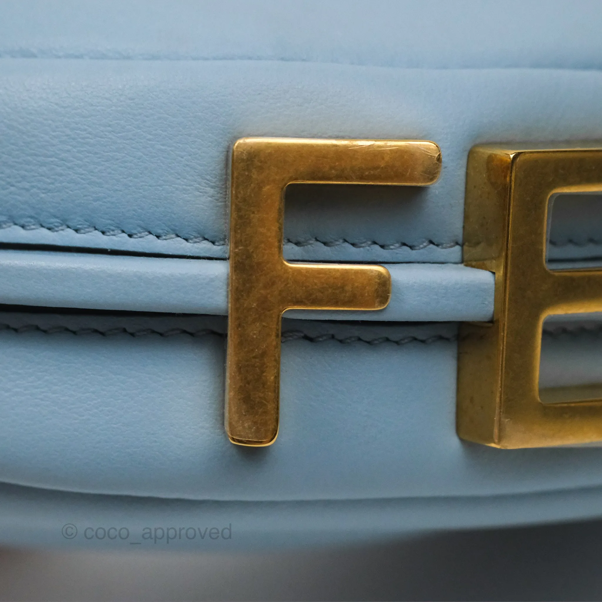 Fendi Nano Fendigraphy Hobo in Sky Blue Gold Hardware