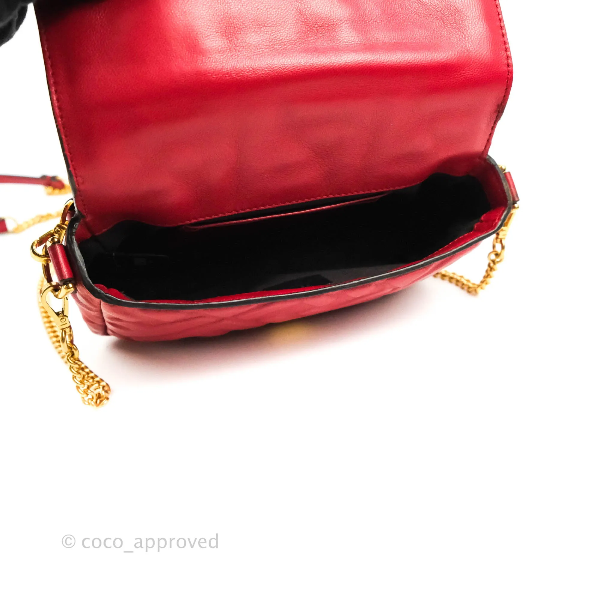 Fendi Nappa FF 1974 Embossed Mini Baguette Red