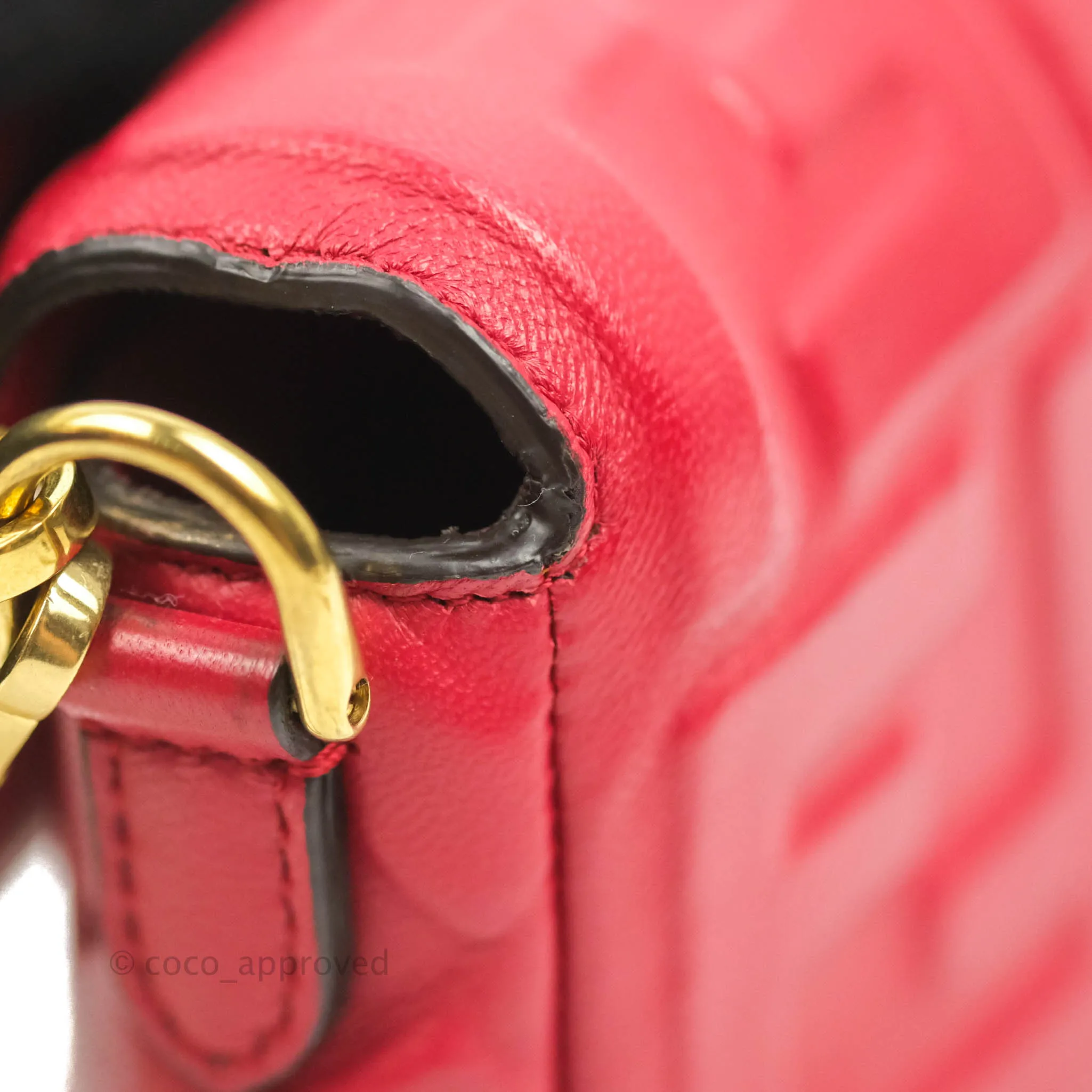 Fendi Nappa FF 1974 Embossed Mini Baguette Red