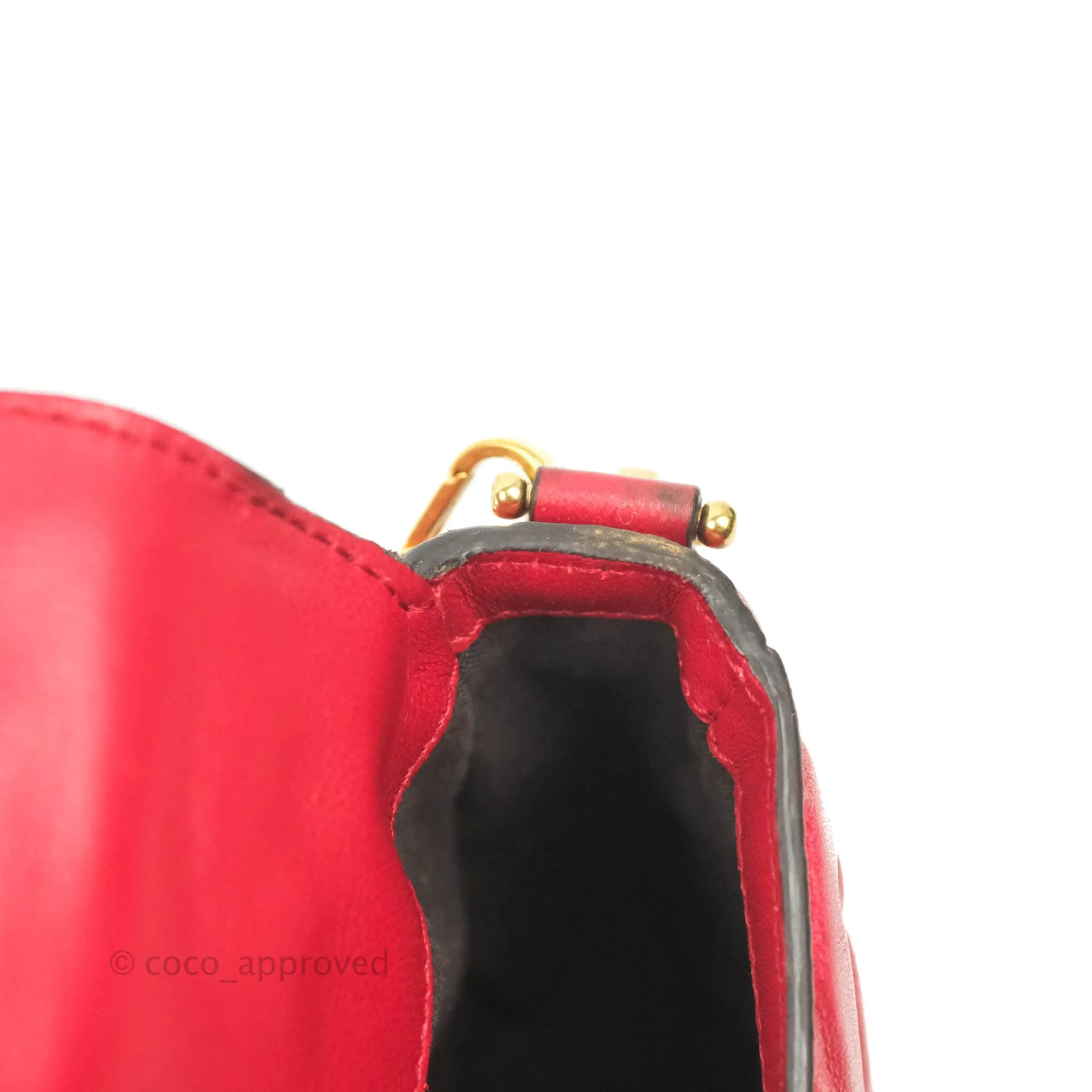 Fendi Nappa FF 1974 Embossed Mini Baguette Red