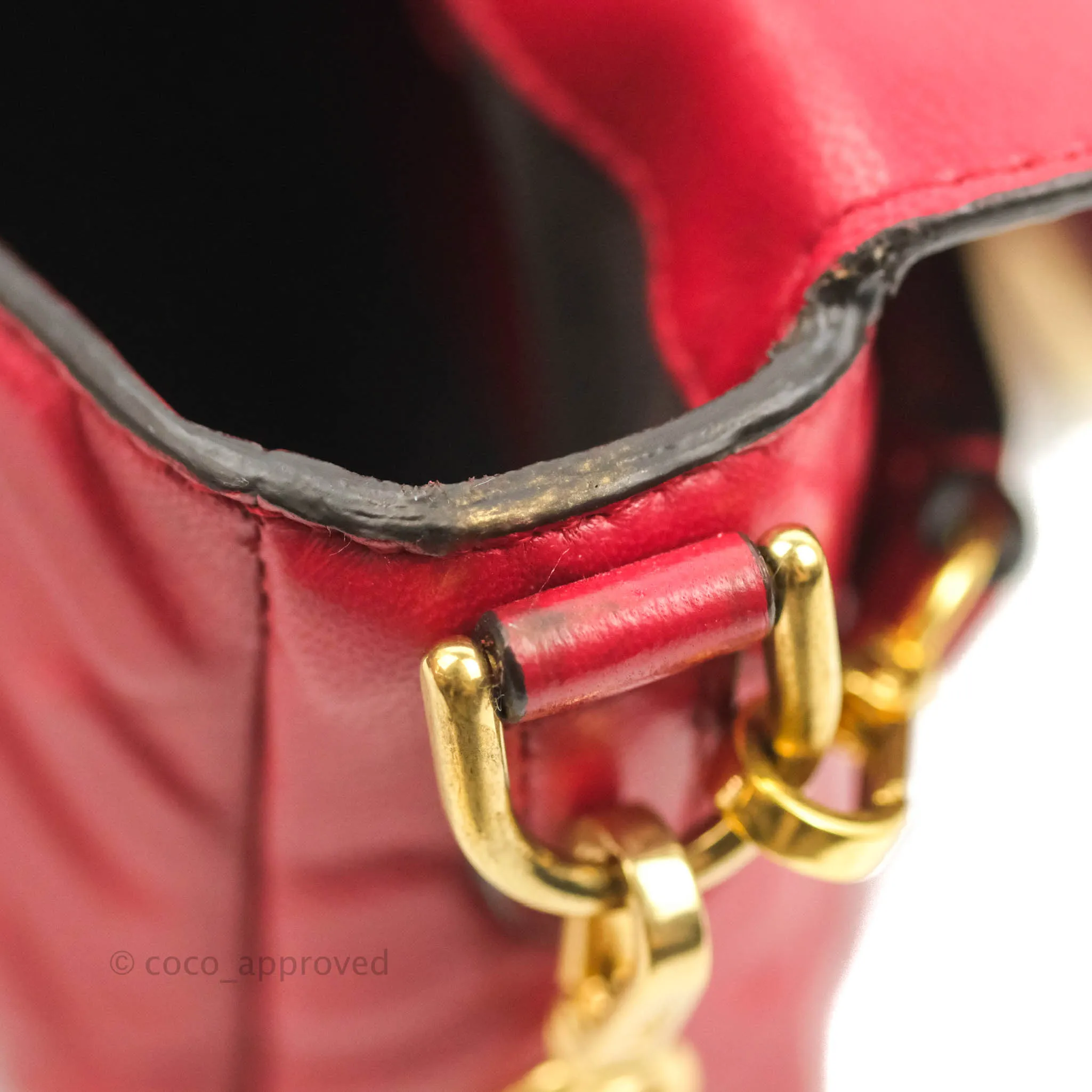 Fendi Nappa FF 1974 Embossed Mini Baguette Red