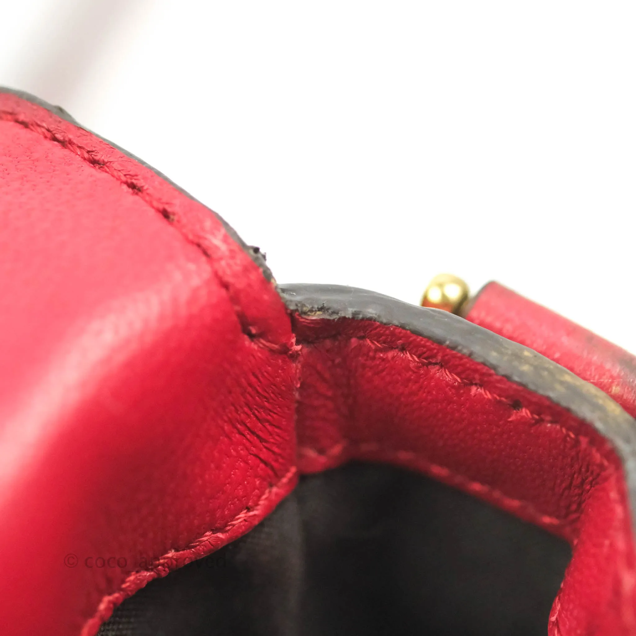 Fendi Nappa FF 1974 Embossed Mini Baguette Red