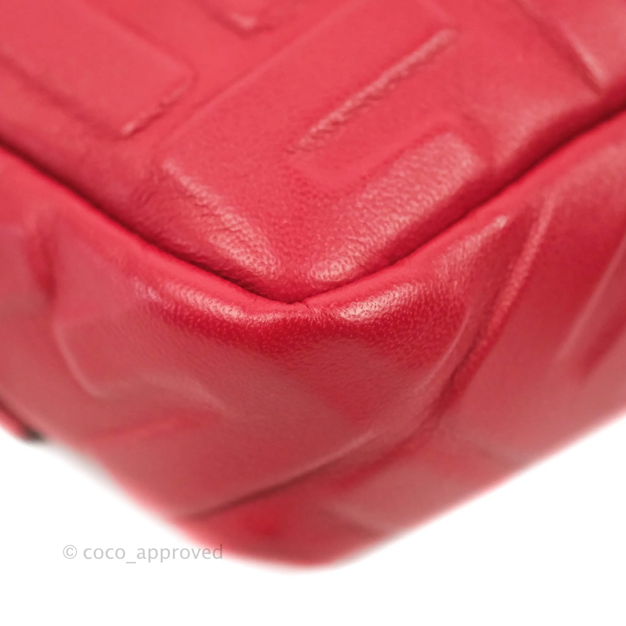 Fendi Nappa FF 1974 Embossed Mini Baguette Red