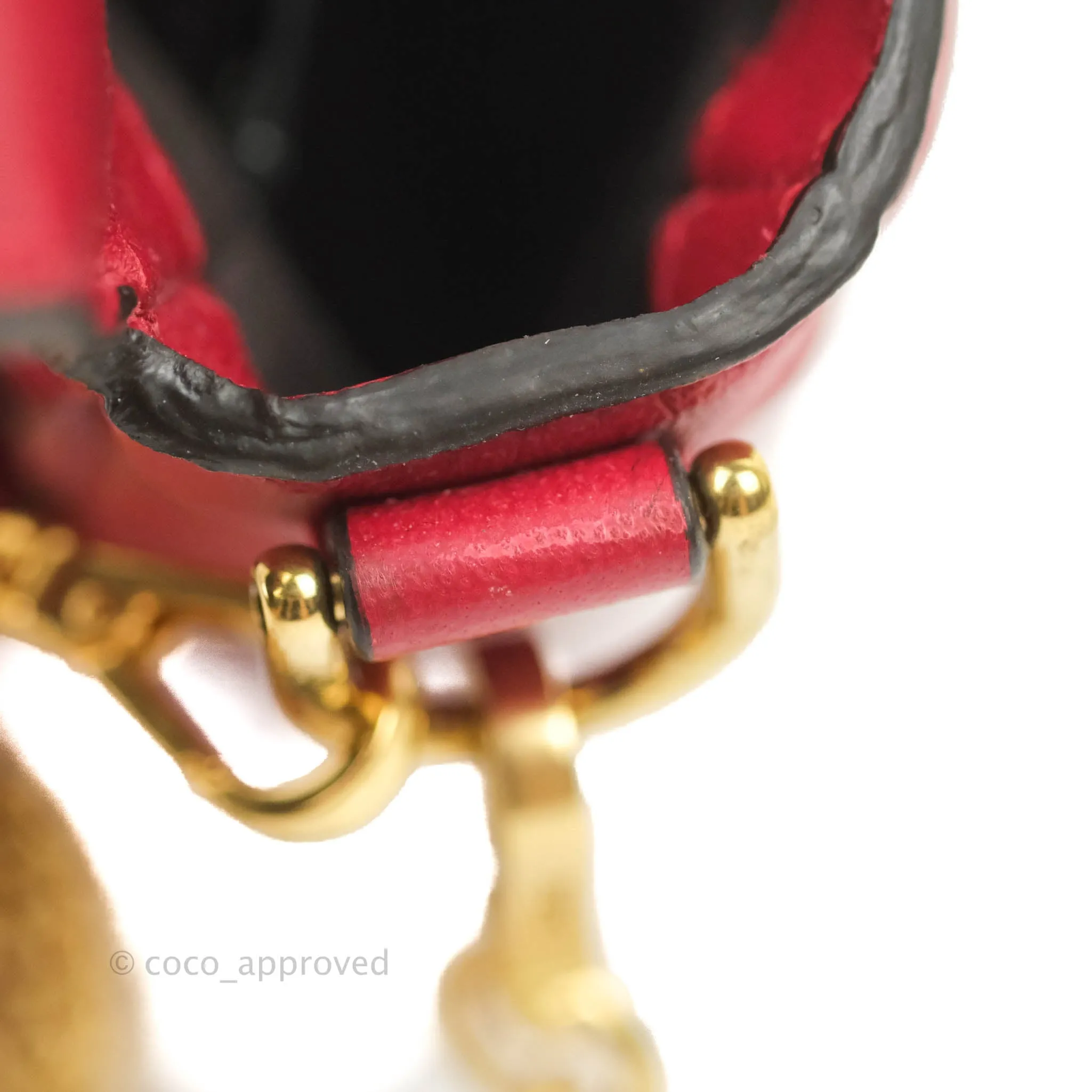 Fendi Nappa FF 1974 Embossed Mini Baguette Red