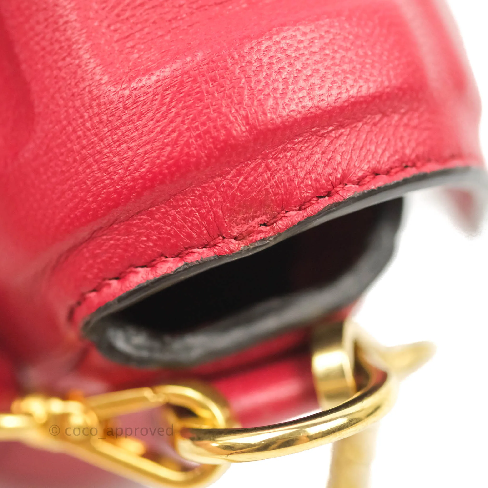 Fendi Nappa FF 1974 Embossed Mini Baguette Red