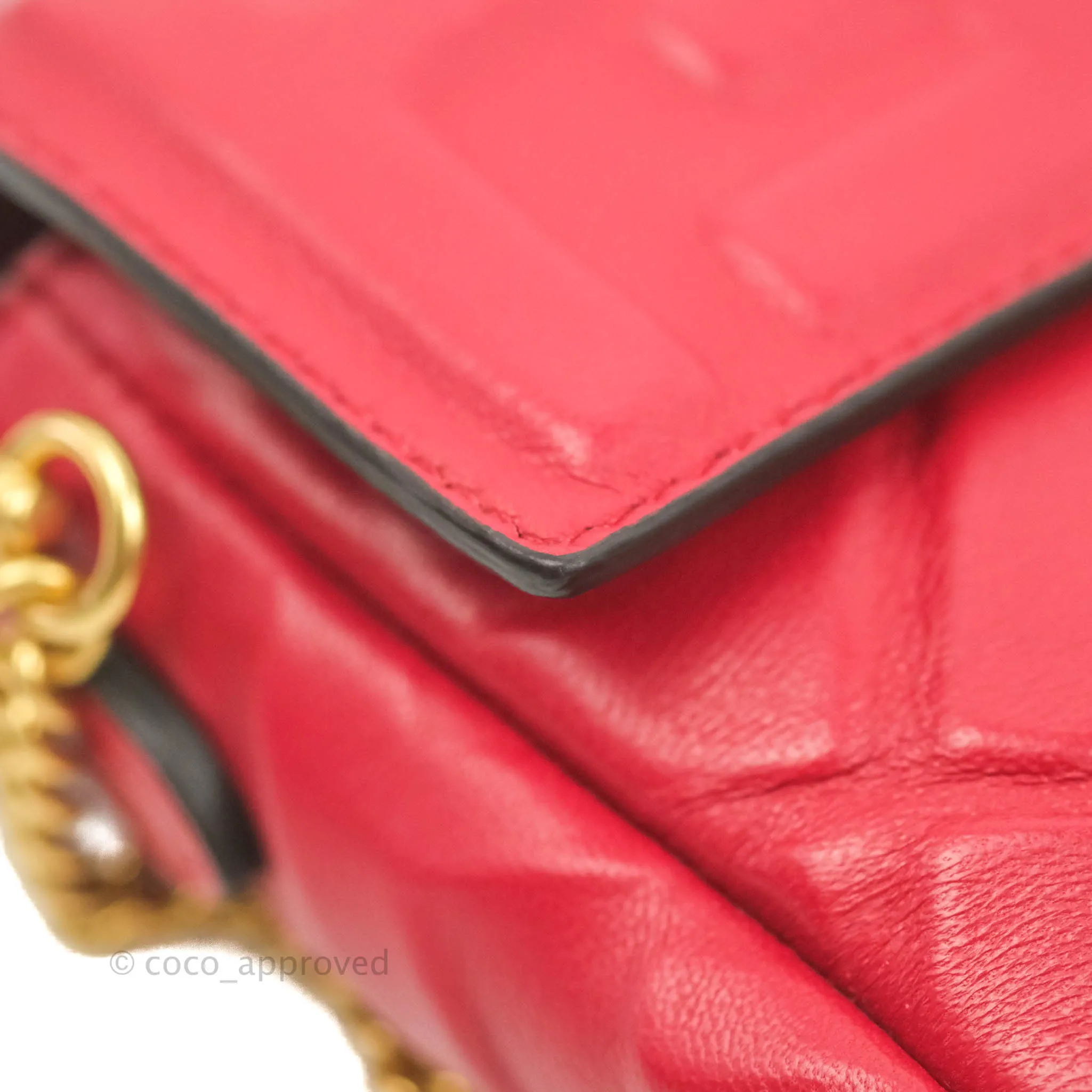 Fendi Nappa FF 1974 Embossed Mini Baguette Red