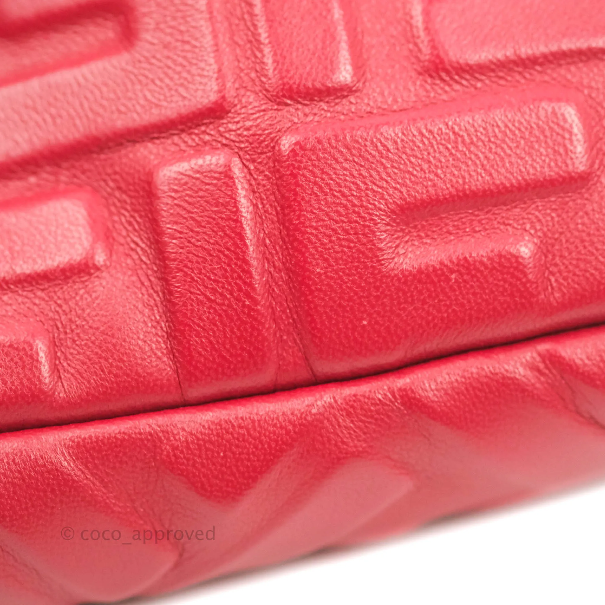 Fendi Nappa FF 1974 Embossed Mini Baguette Red