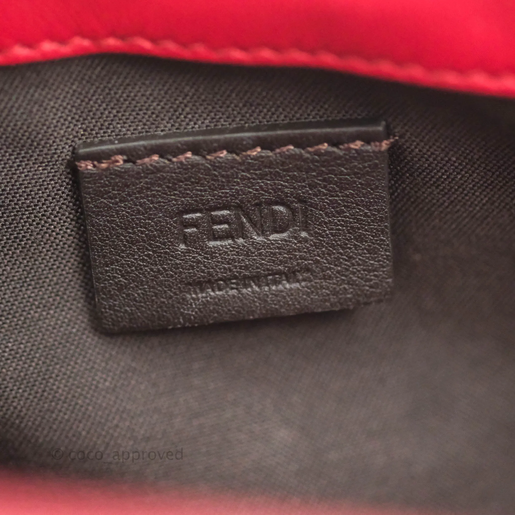 Fendi Nappa FF 1974 Embossed Mini Baguette Red