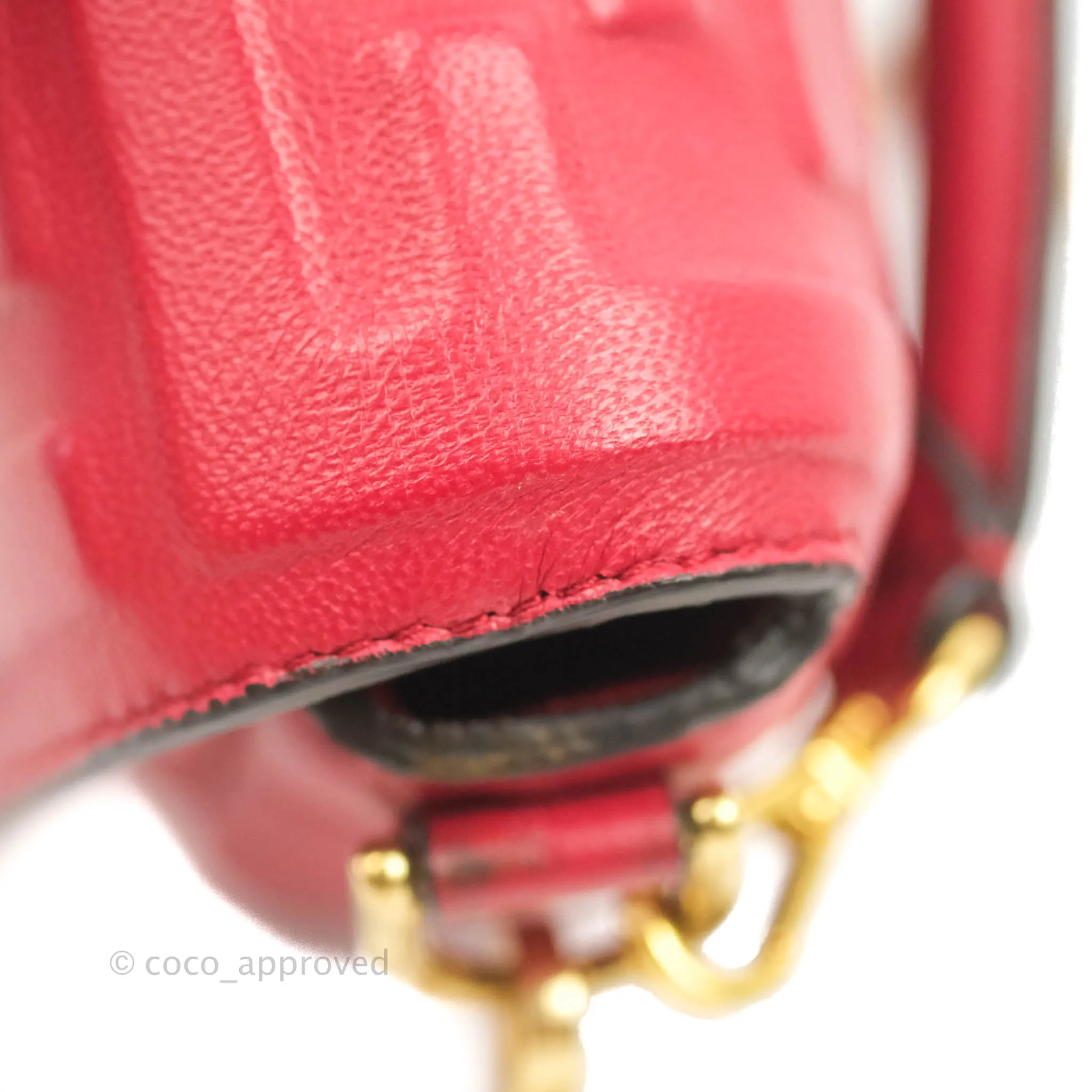 Fendi Nappa FF 1974 Embossed Mini Baguette Red