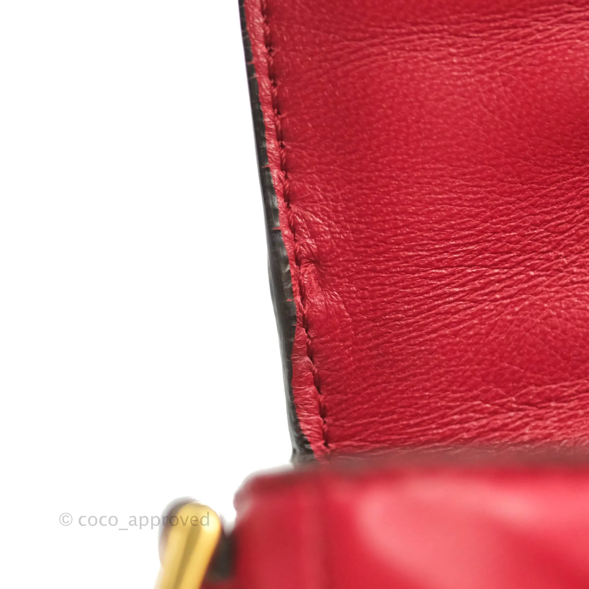 Fendi Nappa FF 1974 Embossed Mini Baguette Red