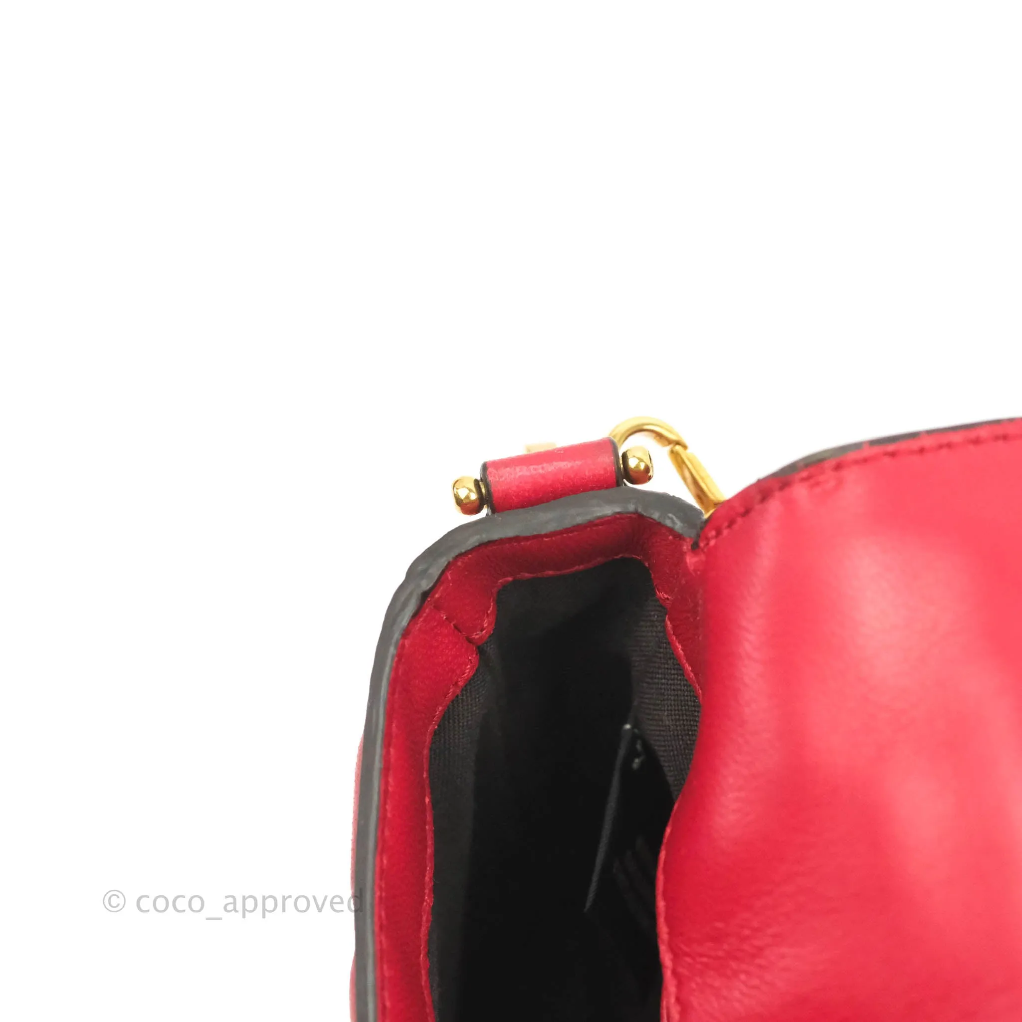 Fendi Nappa FF 1974 Embossed Mini Baguette Red