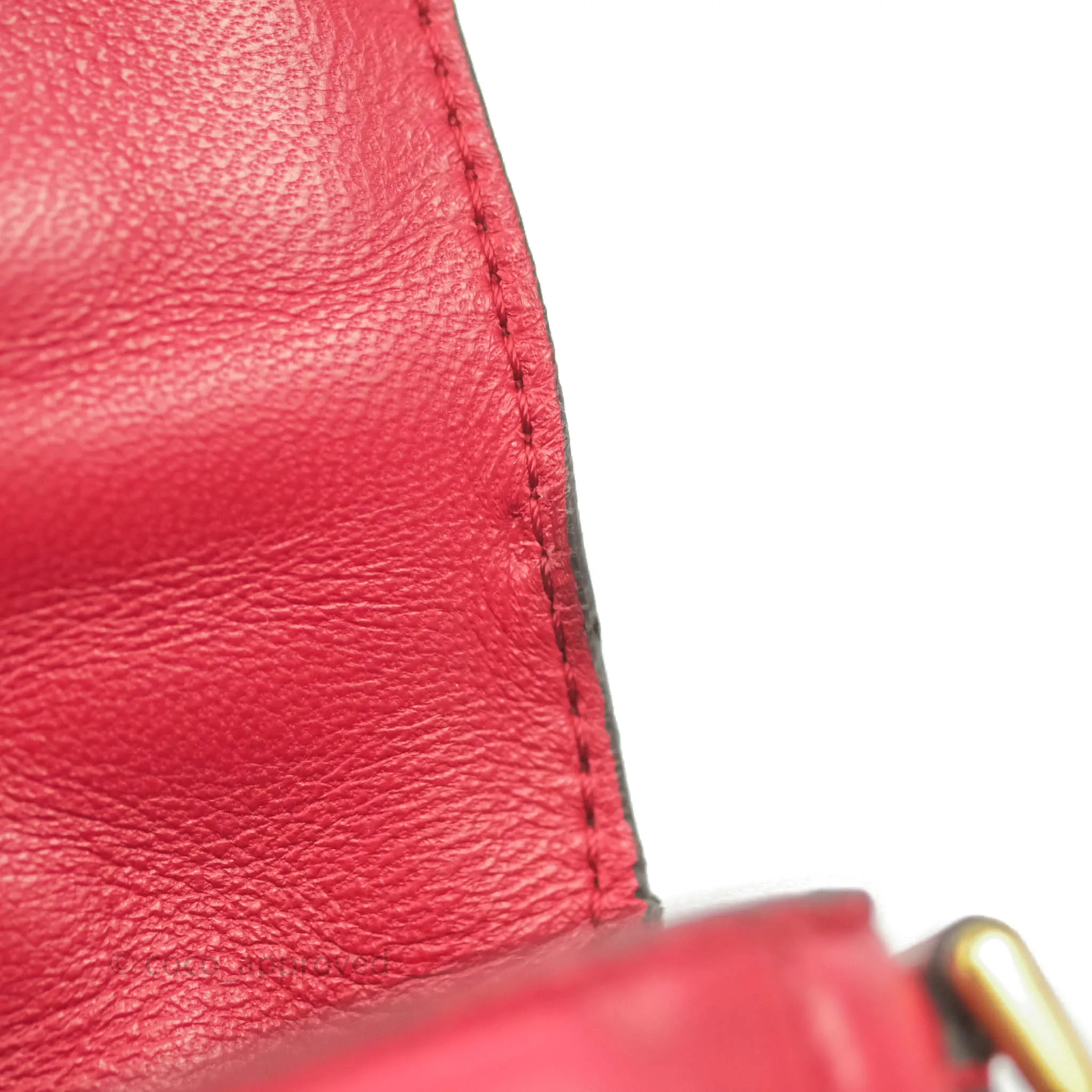 Fendi Nappa FF 1974 Embossed Mini Baguette Red