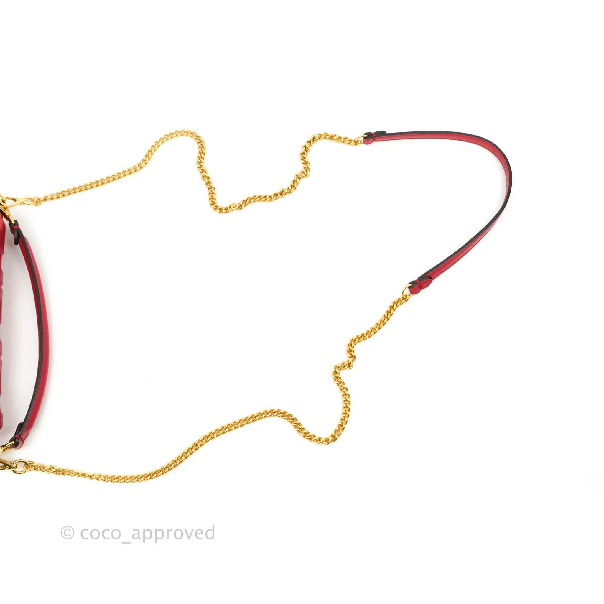 Fendi Nappa FF 1974 Embossed Mini Baguette Red